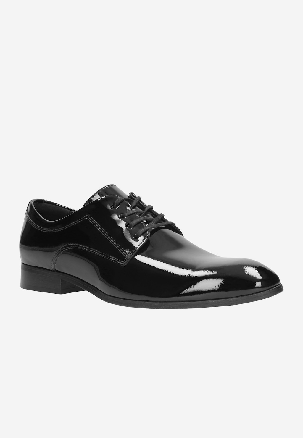 Czarne lakierowane półbuty męskie Wojas model 9005-31 w eleganckim stylu formal, z lśniącą powierzchnią i klasycznym sznurowaniem, idealne do oficjalnych stylizacji.