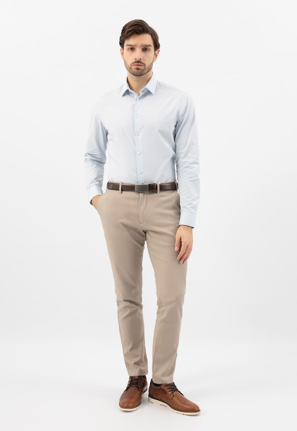 Hnedé pánske poltopánky s modrými detailami  10211-72 Widok 8