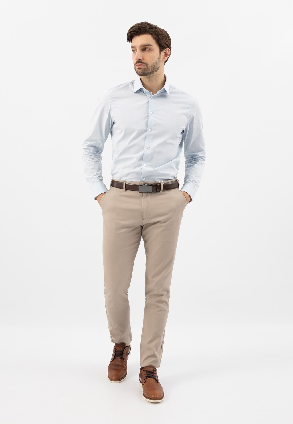 Hnedé pánske poltopánky s modrými detailami  10211-72 Widok 9