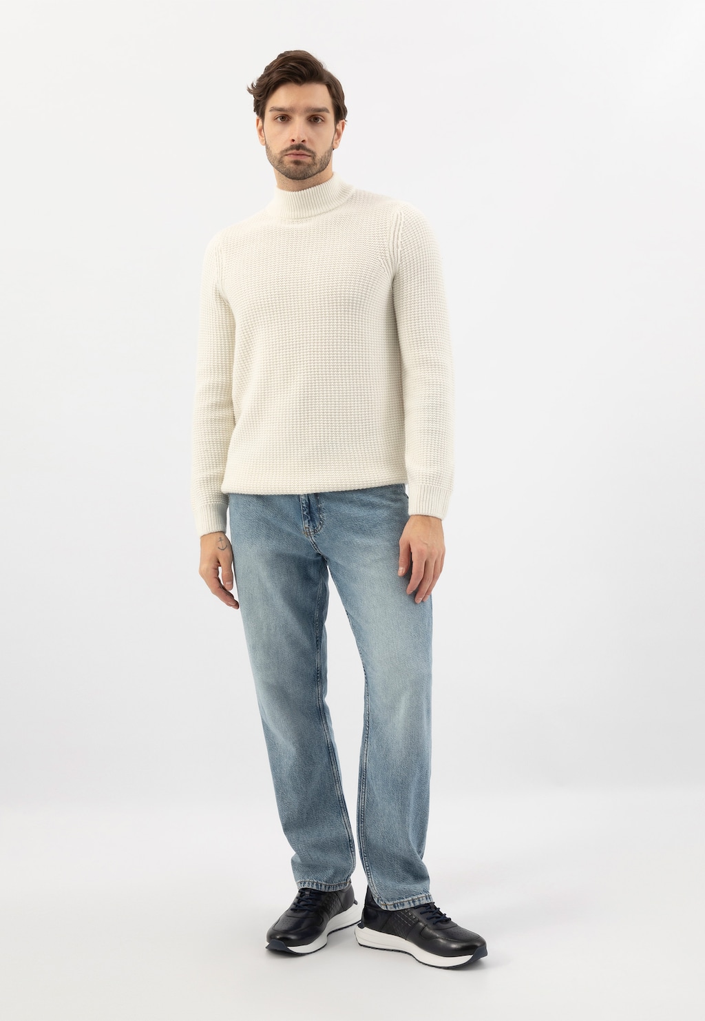 Modré pánské sneakersy na bílé podrážce 10230-56 Widok 9