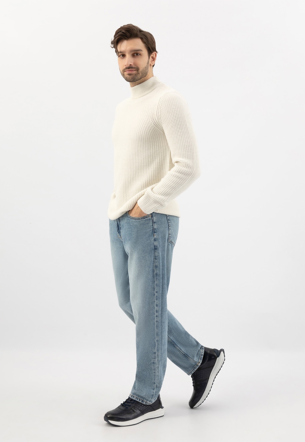 Modré pánské sneakersy na bílé podrážce 10230-56 Widok 10