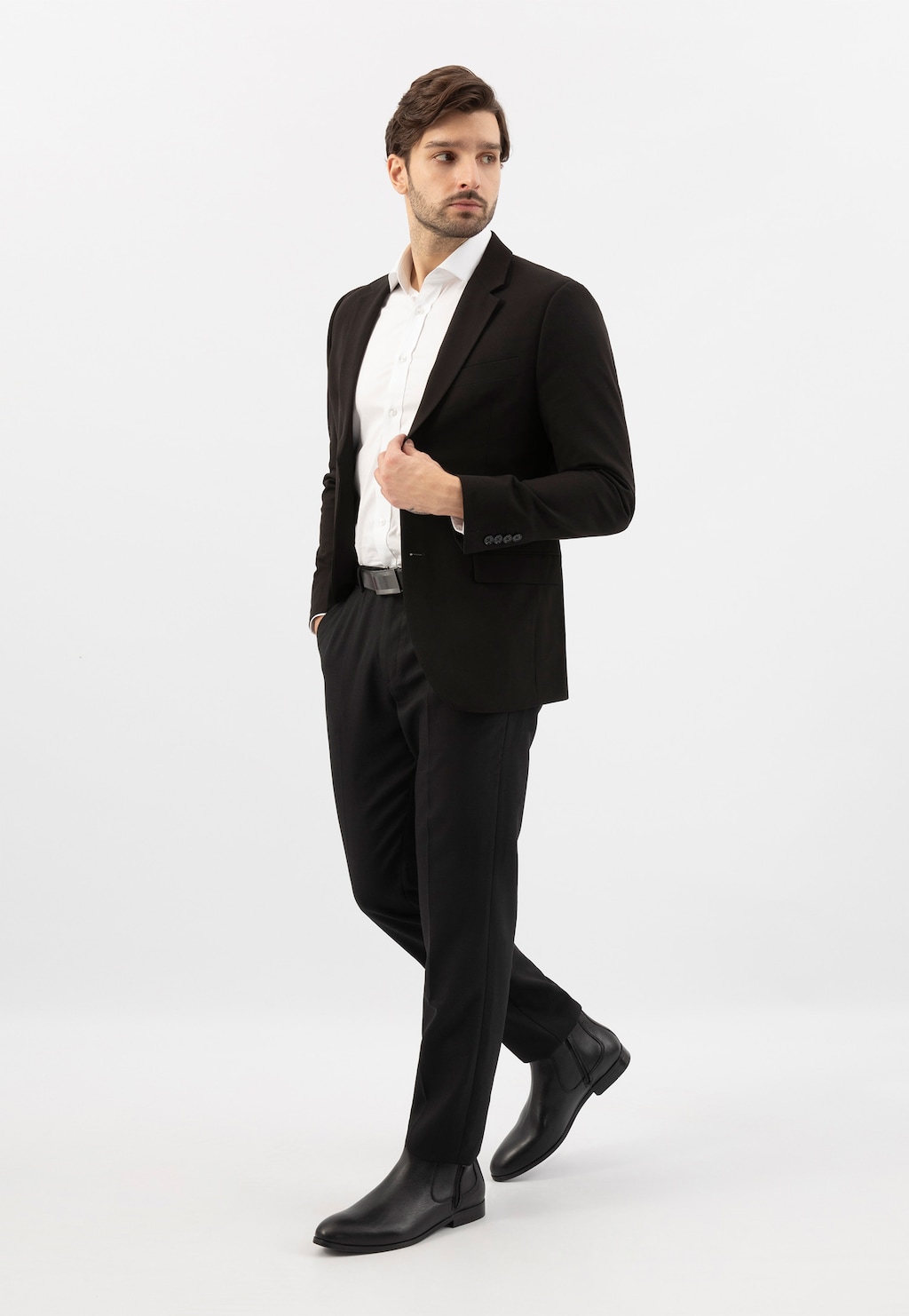 Čierne kožené členkové topánky s zipsom 20030-51 Widok 1