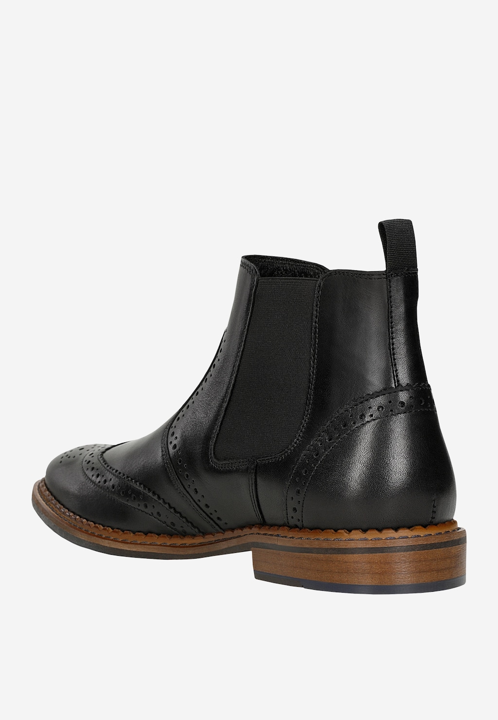Černé pánské kožené chelsea boty s ozdobnou perforací 20042-51 Widok 4