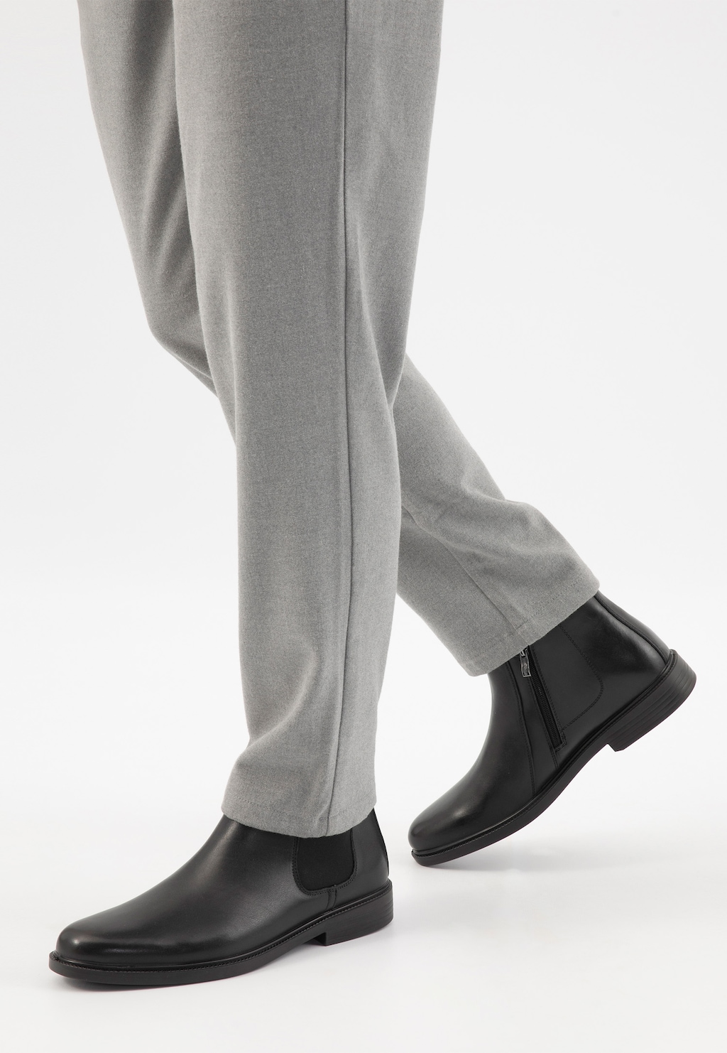 Černé pánské kožené kotníkové boty Chelsea se zipem 20043-51 Widok 7