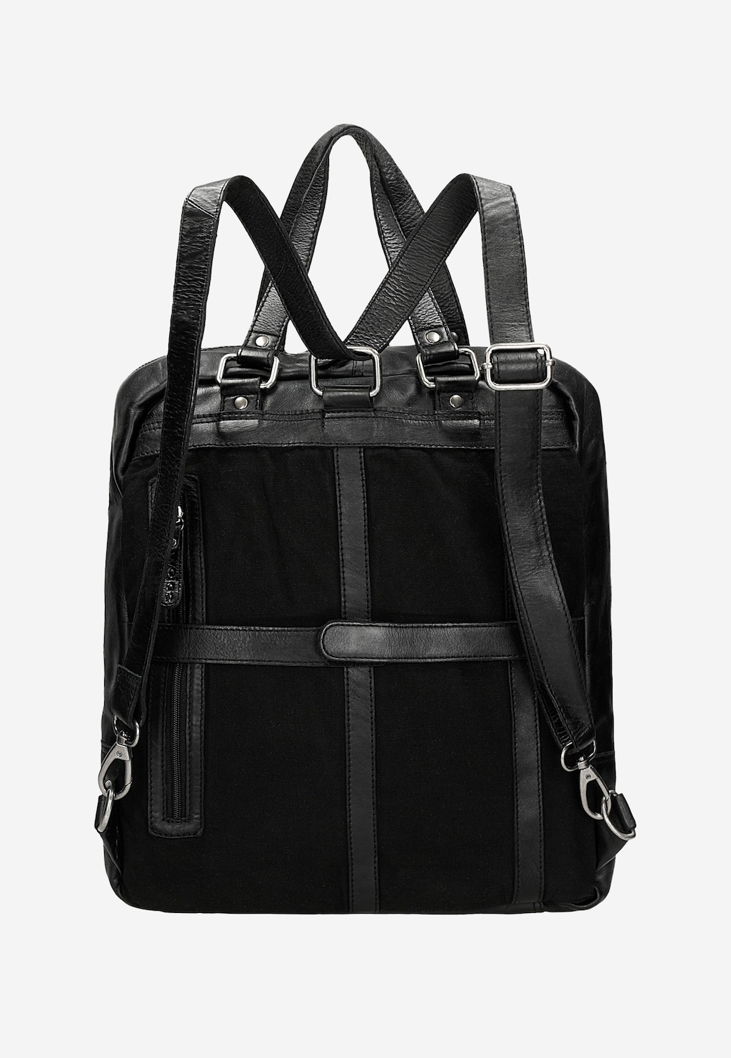 Czarna skórzana torba plecak 2w1 Wojas model 80360-51 z widocznym tyłem, regulowanymi szelkami, metalowymi klamrami i zamkami błyskawicznymi. Funkcjonalny design z kieszeniami.
