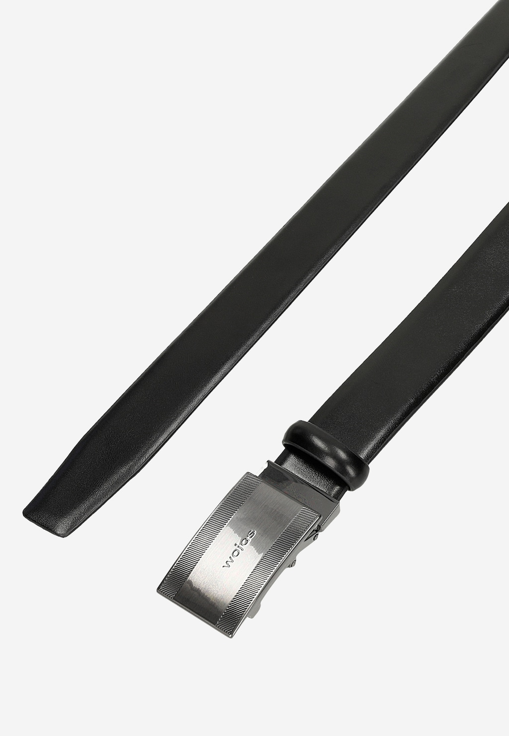 Černý kožený pásek s plnou sponou 93104-51 Widok 5