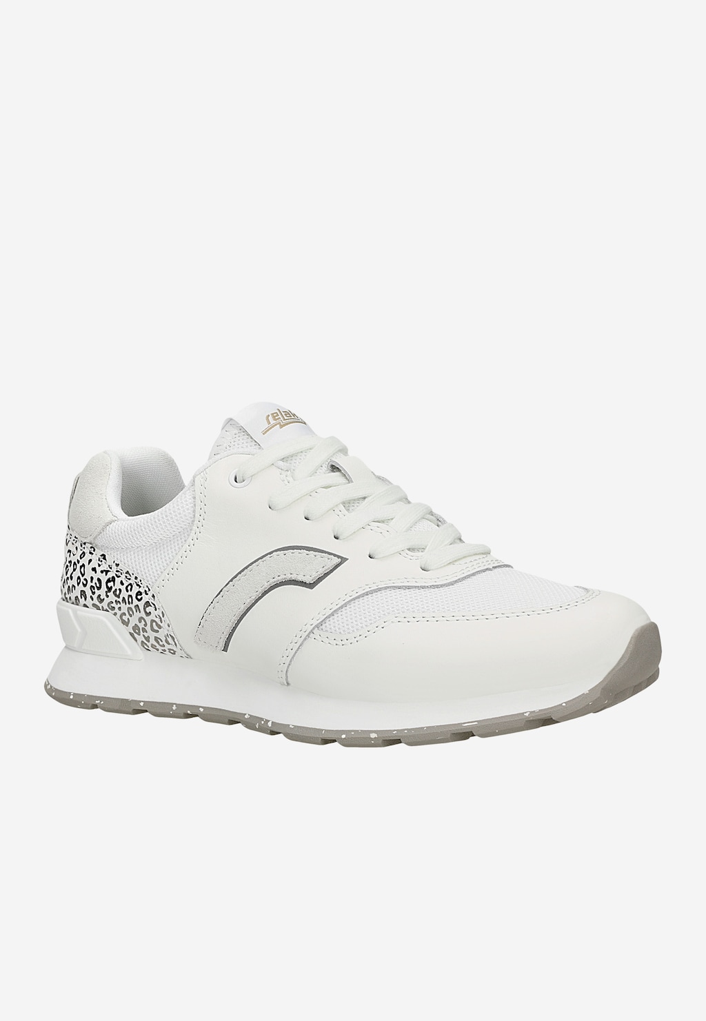 Bílé dámské tenisky RELAKS s aplikací ve stříbrném leopardím vzoru R34202-59 Widok 2