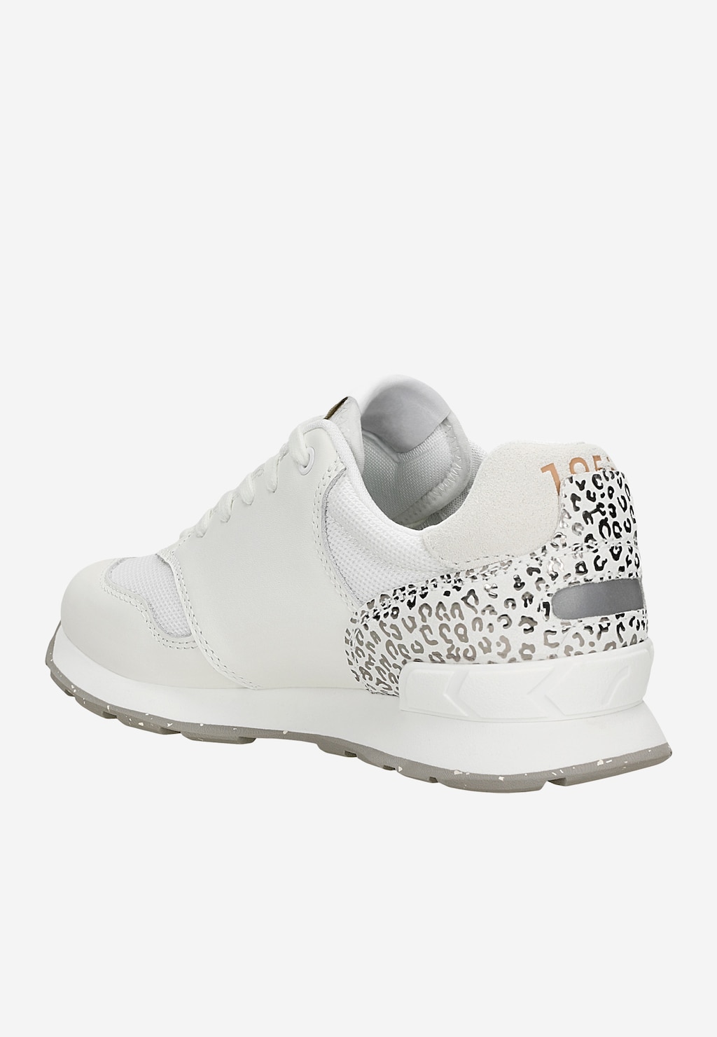 Bílé dámské tenisky RELAKS s aplikací ve stříbrném leopardím vzoru R34202-59 Widok 3