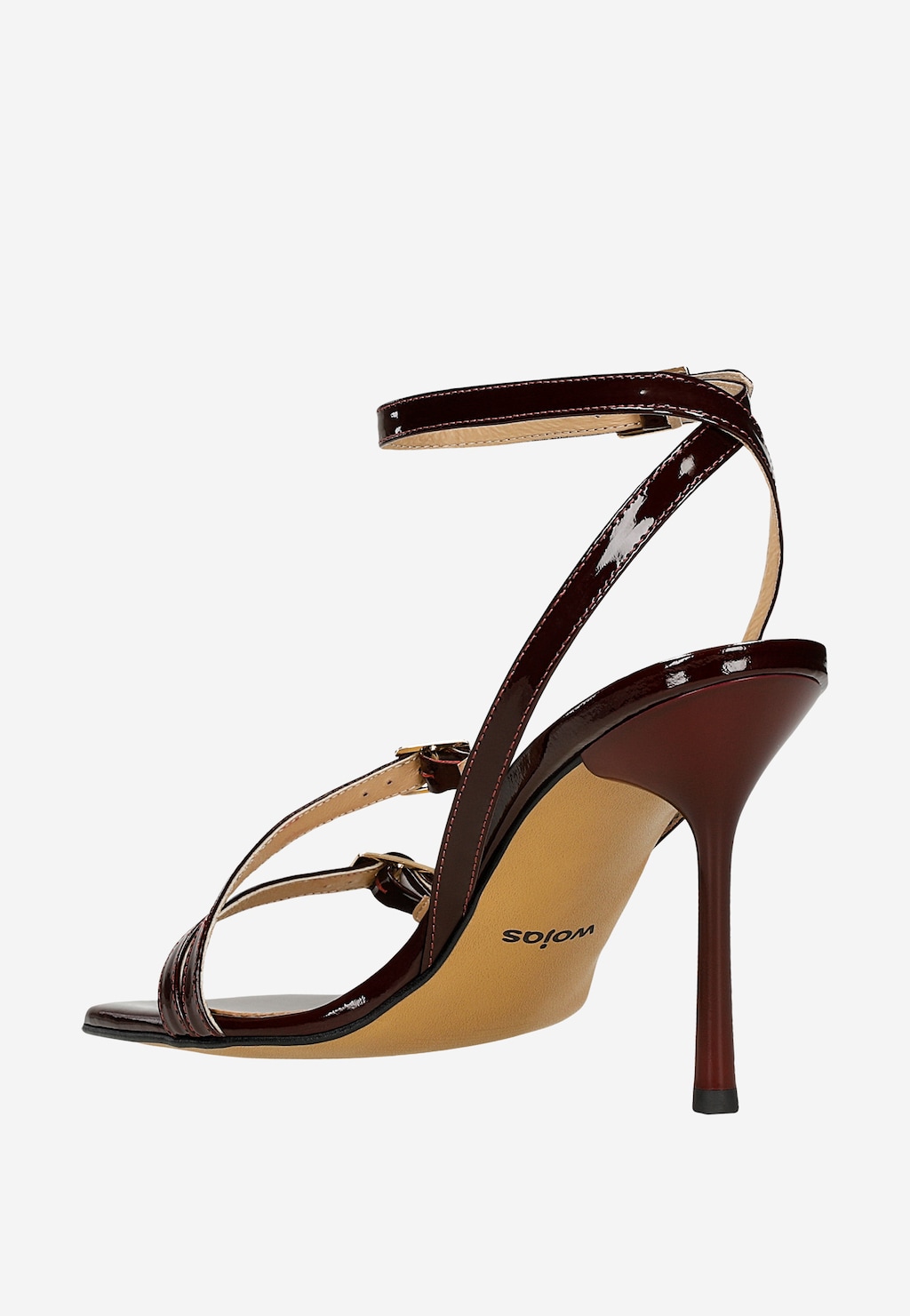 Bordové sandále s tenkými remienkami na vysokom opätku 76226-36 Widok 3