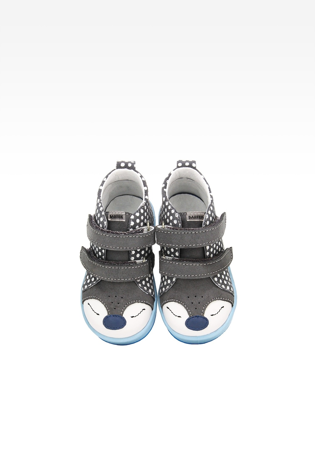 Šedé kotníčkové boty s puntíky a modrou podrážkou BARTEK 13568-08 Widok 6