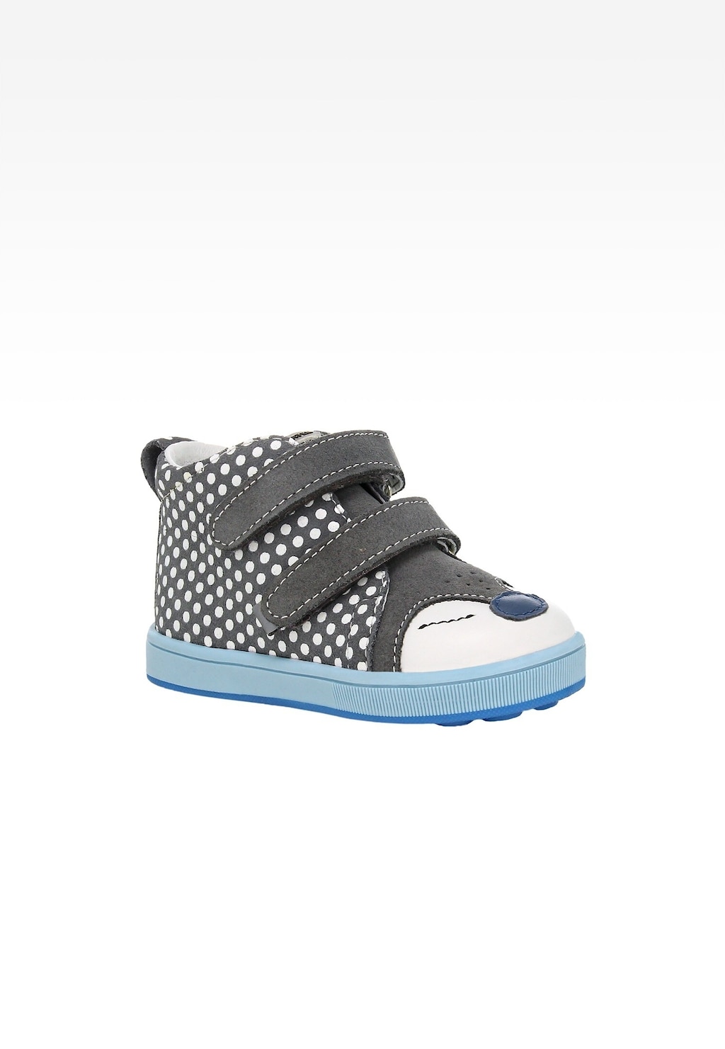Šedé kotníčkové boty s puntíky a modrou podrážkou BARTEK 13568-08 Widok 2