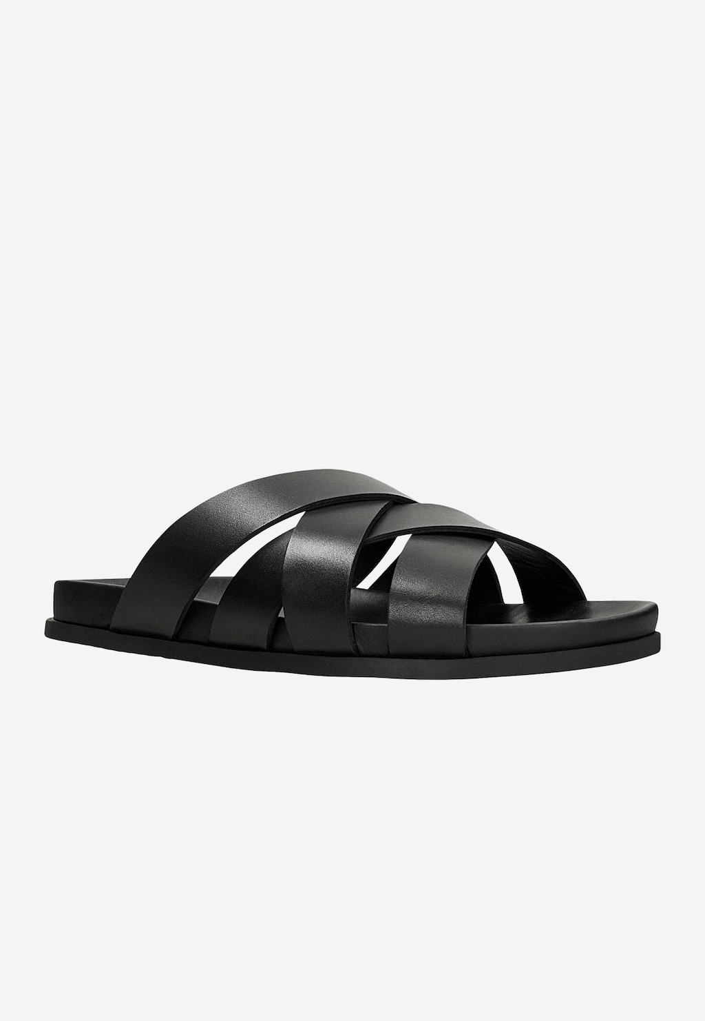 Černé kožené pánské pantofle s propletenými řemínky 32029-51 Widok 2