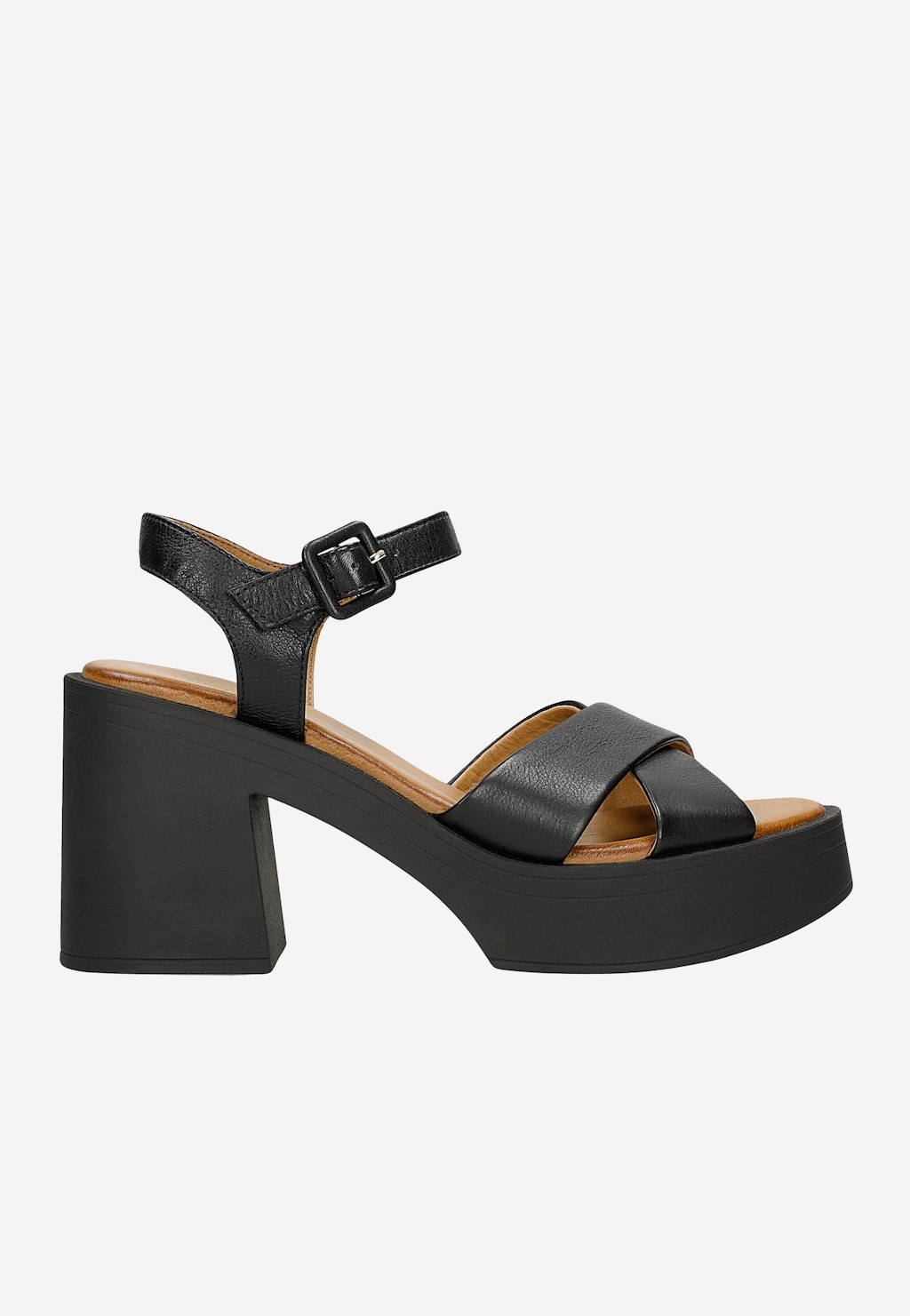 Černé dámské sandály na masivním sloupku 76243-51 Widok 1