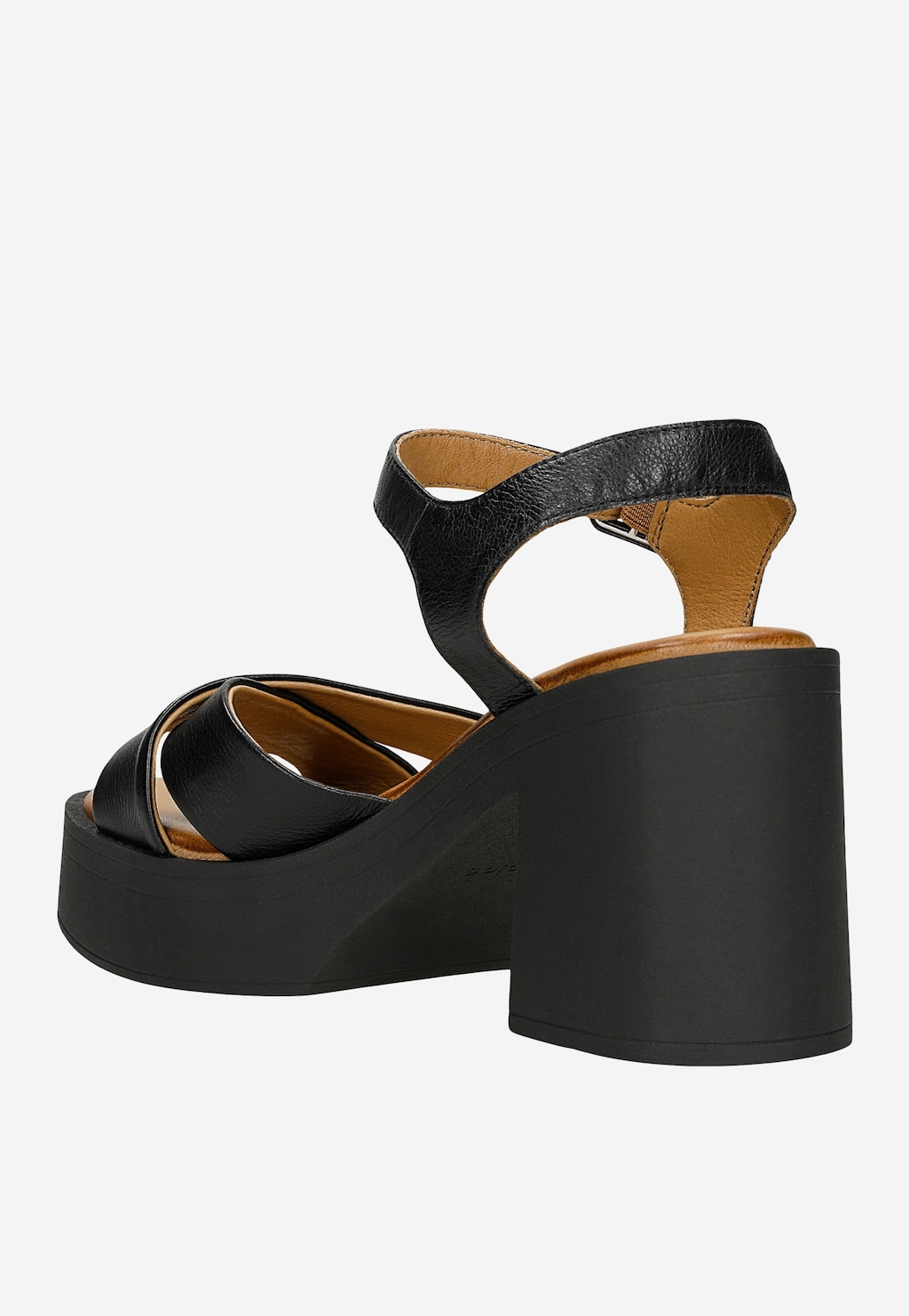 Černé dámské sandály na masivním sloupku 76243-51 Widok 3