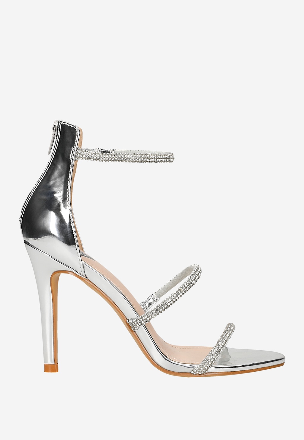WJS srebrne sandały na szpilce z kryształkami WJS74085-39 Widok 1
