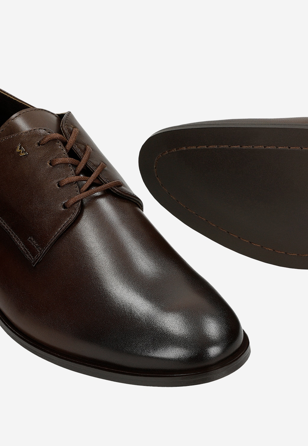 Tmavě hnědé pánské společenské polobotky z lícové kůže 7030-54 Widok 7