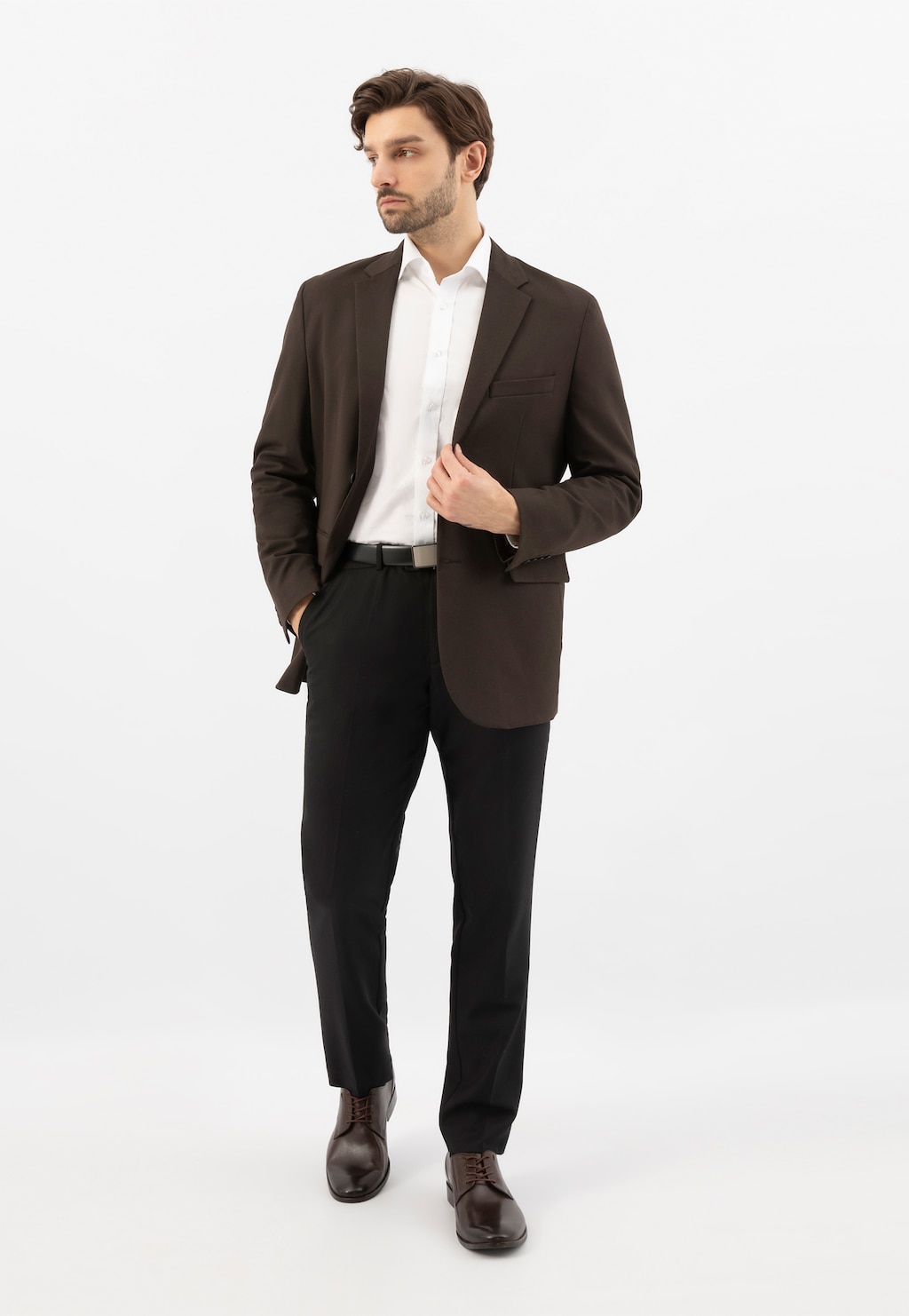 Tmavě hnědé pánské společenské polobotky z lícové kůže 7030-54 Widok 10