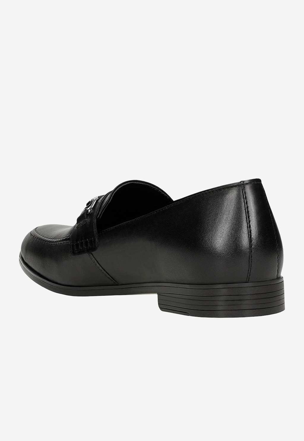 Černé pánské kožené mokasíny s kovovým detailem 10224-51 Widok 4