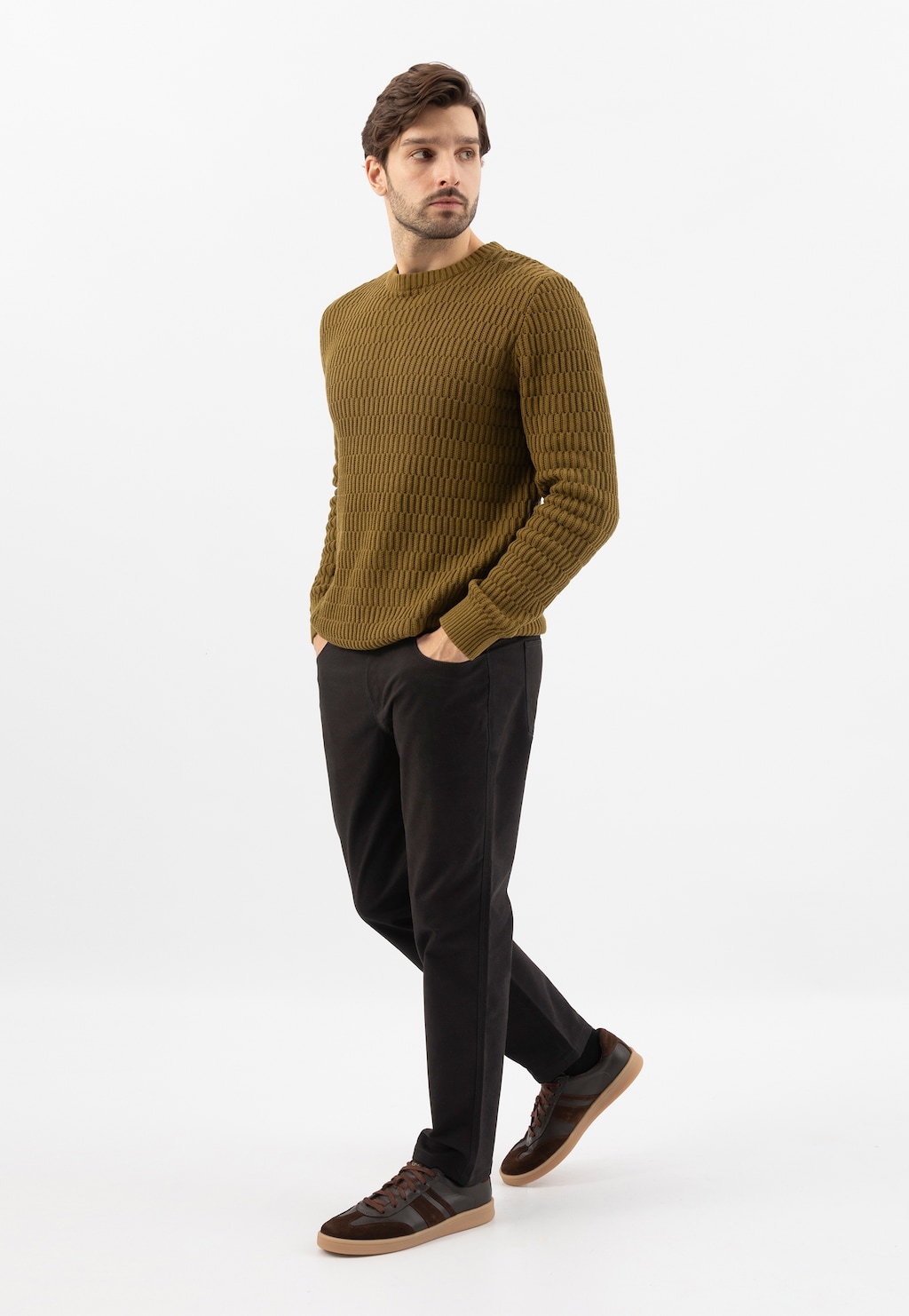 Tmavě hnědé pánské tenisky z kombinované kůže 10234-72 Widok 8