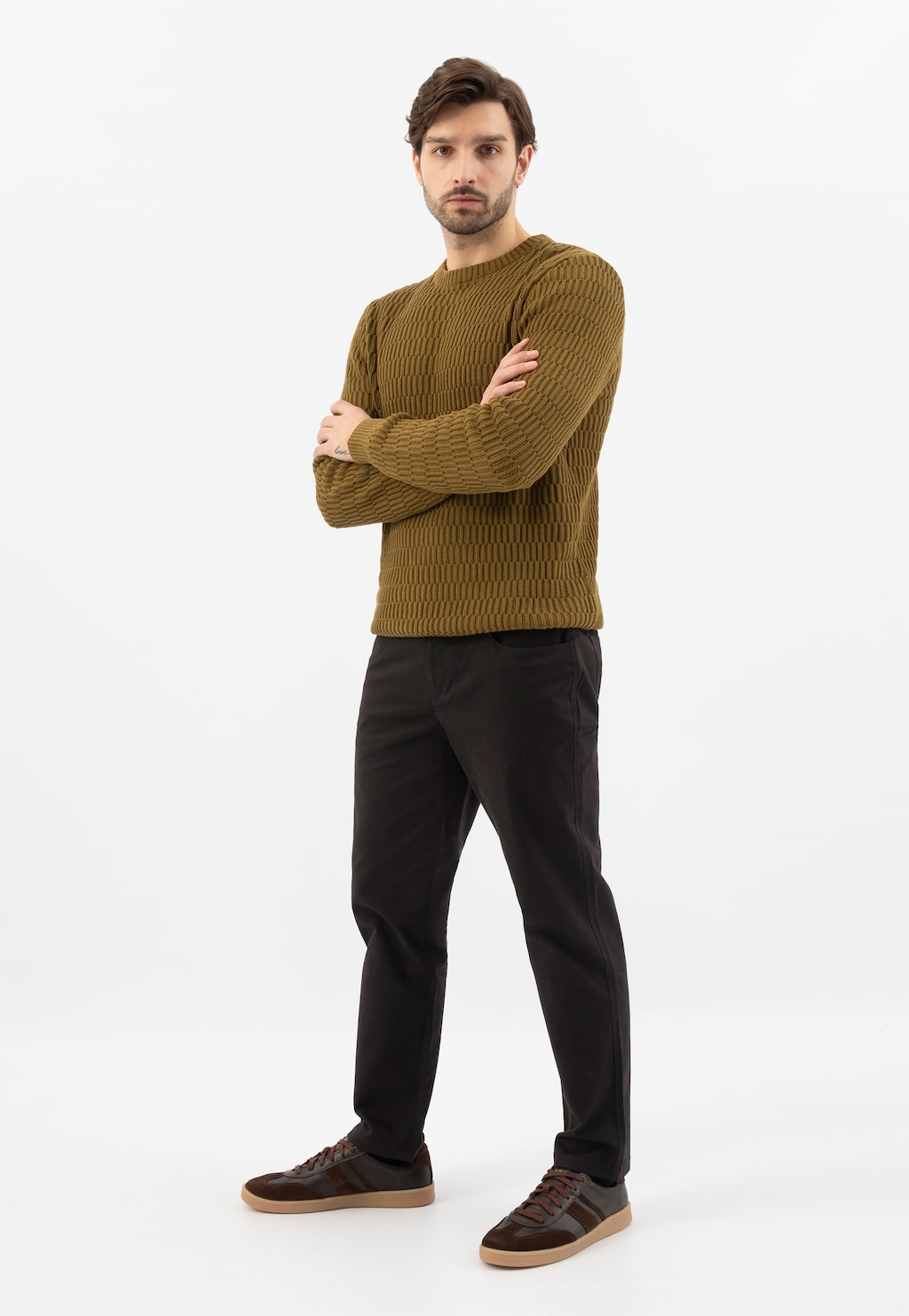 Tmavě hnědé pánské tenisky z kombinované kůže 10234-72 Widok 1