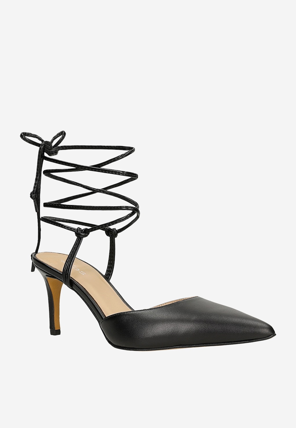 Czarne wiązane czółenka damskie z noskiem w szpic 35168-51 Widok 2