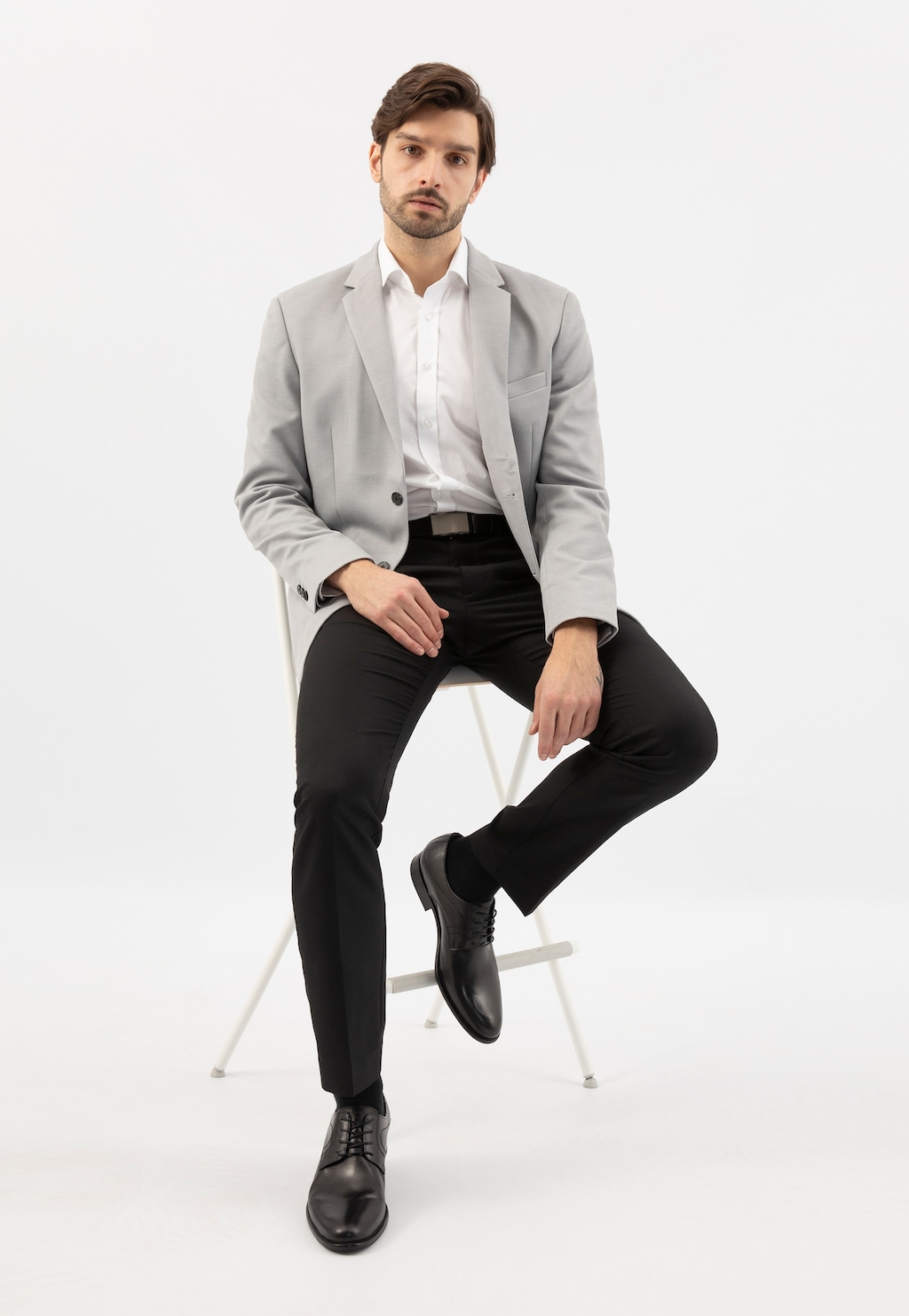 Černé elegantní polobotky pro muže z lícové kůže 10237-51 Widok 8