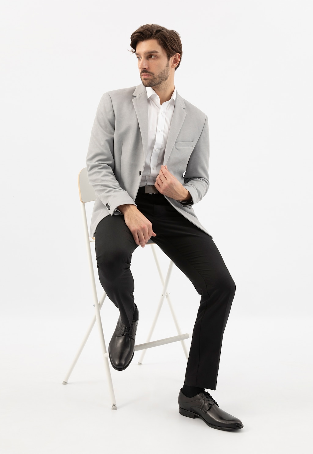 Černé elegantní polobotky pro muže z lícové kůže 10237-51 Widok 1