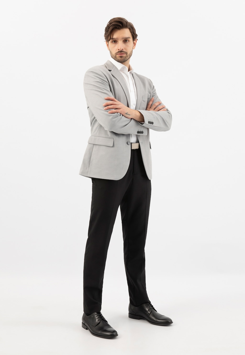 Černé elegantní polobotky pánské z lícové kůže 10244-51 Widok 1