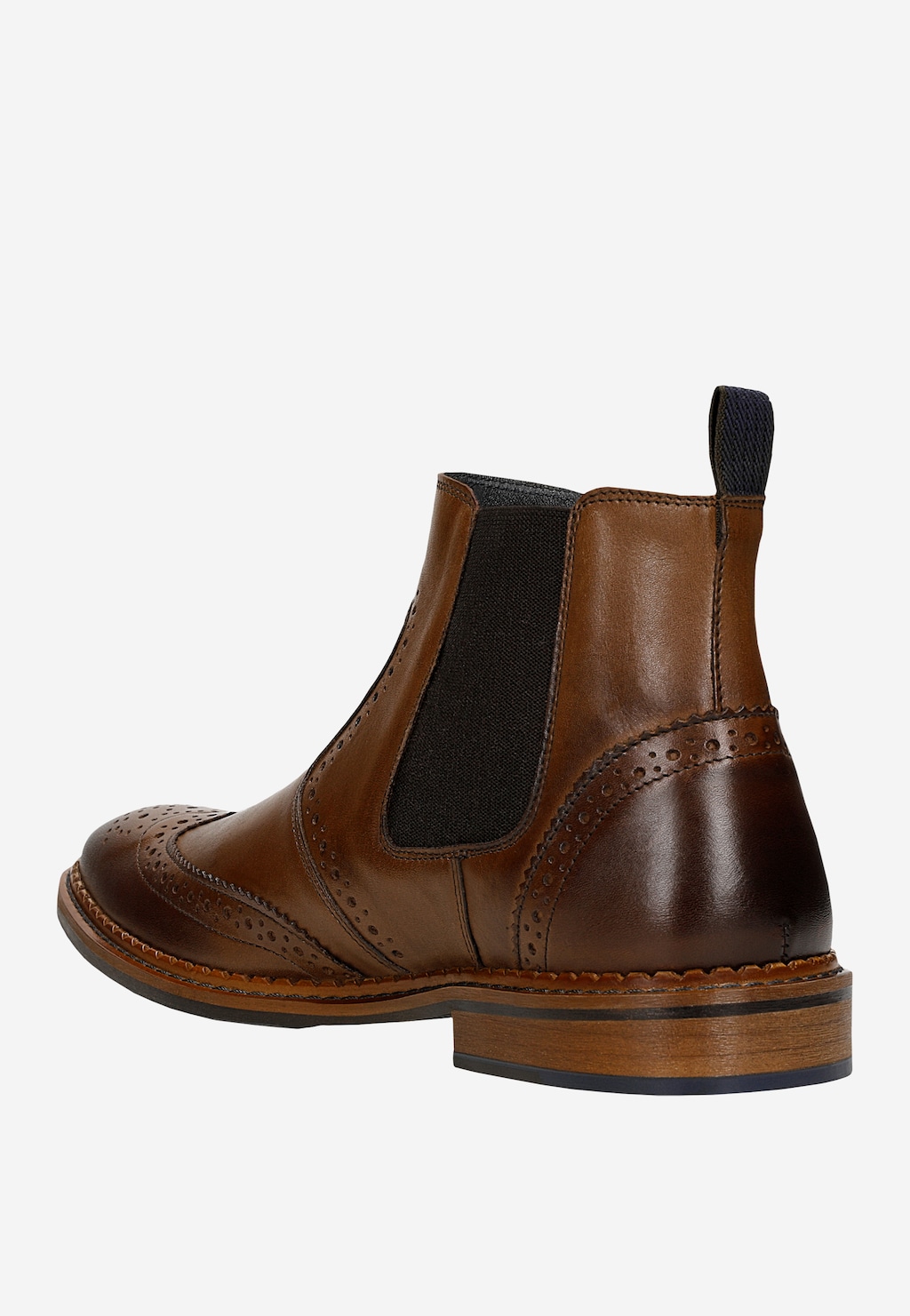 Hnedé kožené členkové pánske poltopánky s ozdobným brogovaním 20042-53 Widok 4