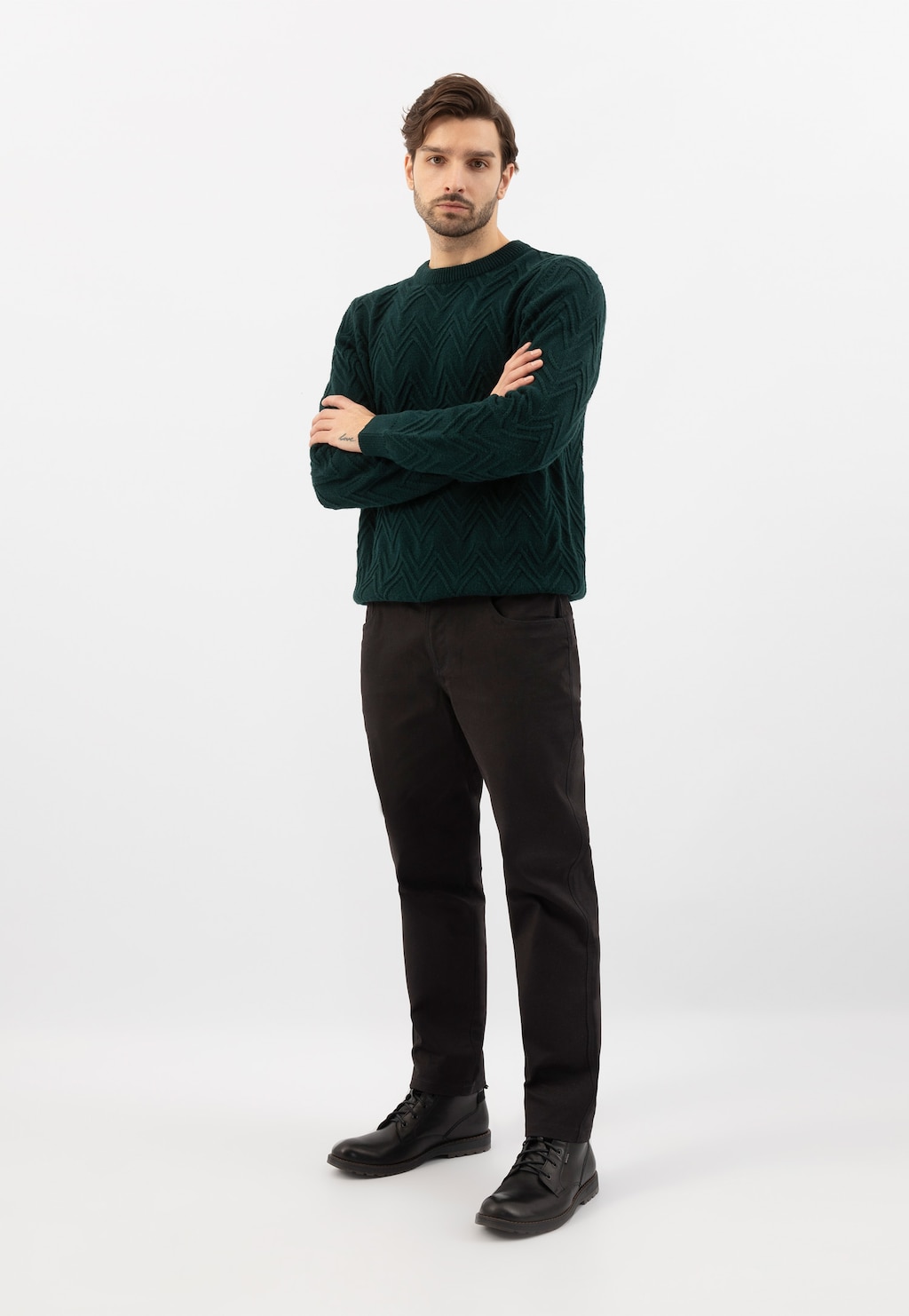 Čierne šnurovacie workery pánske z lícnej kože 24031-70 Widok 8