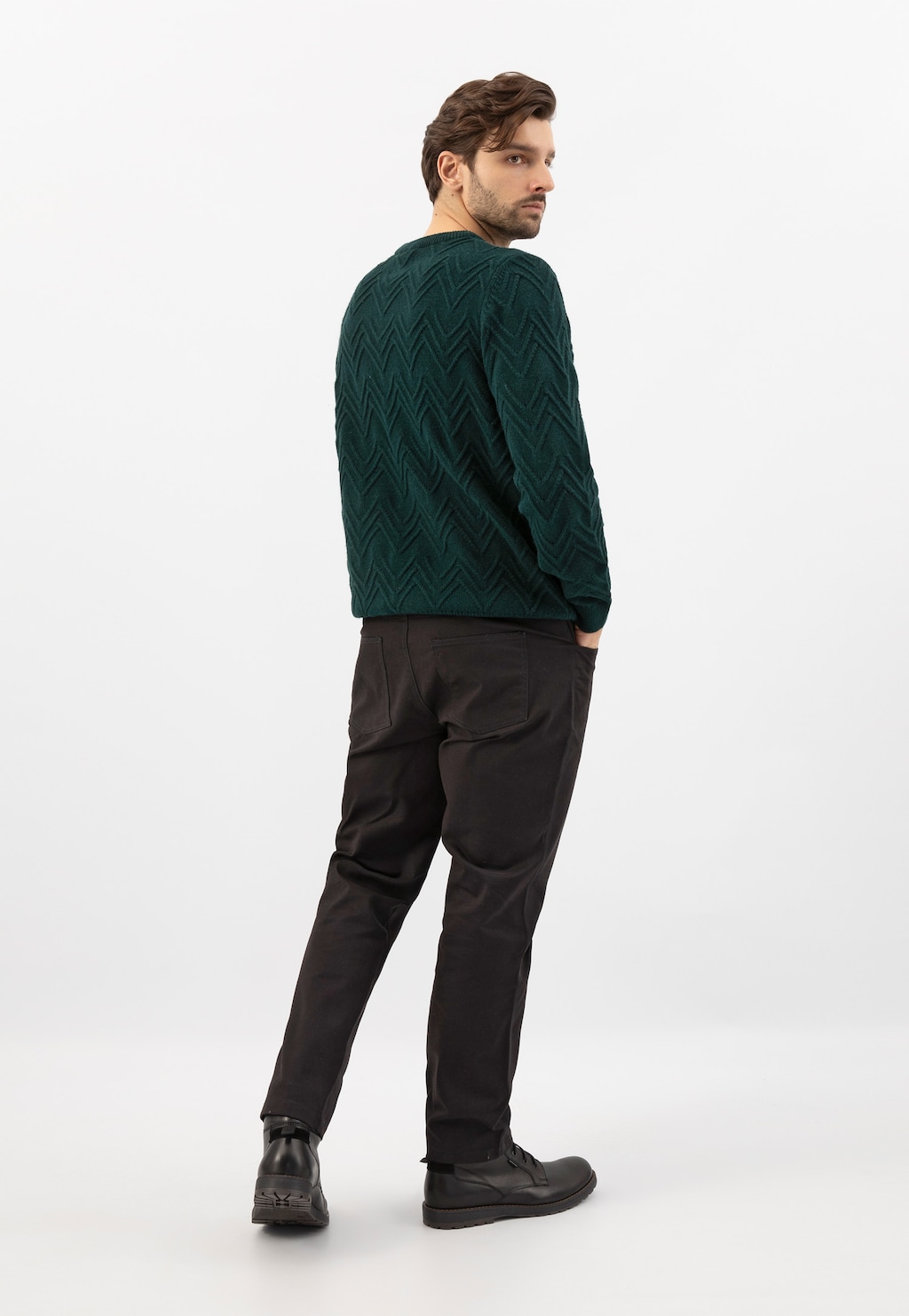 Čierne šnurovacie workery pánske z lícnej kože 24031-70 Widok 9