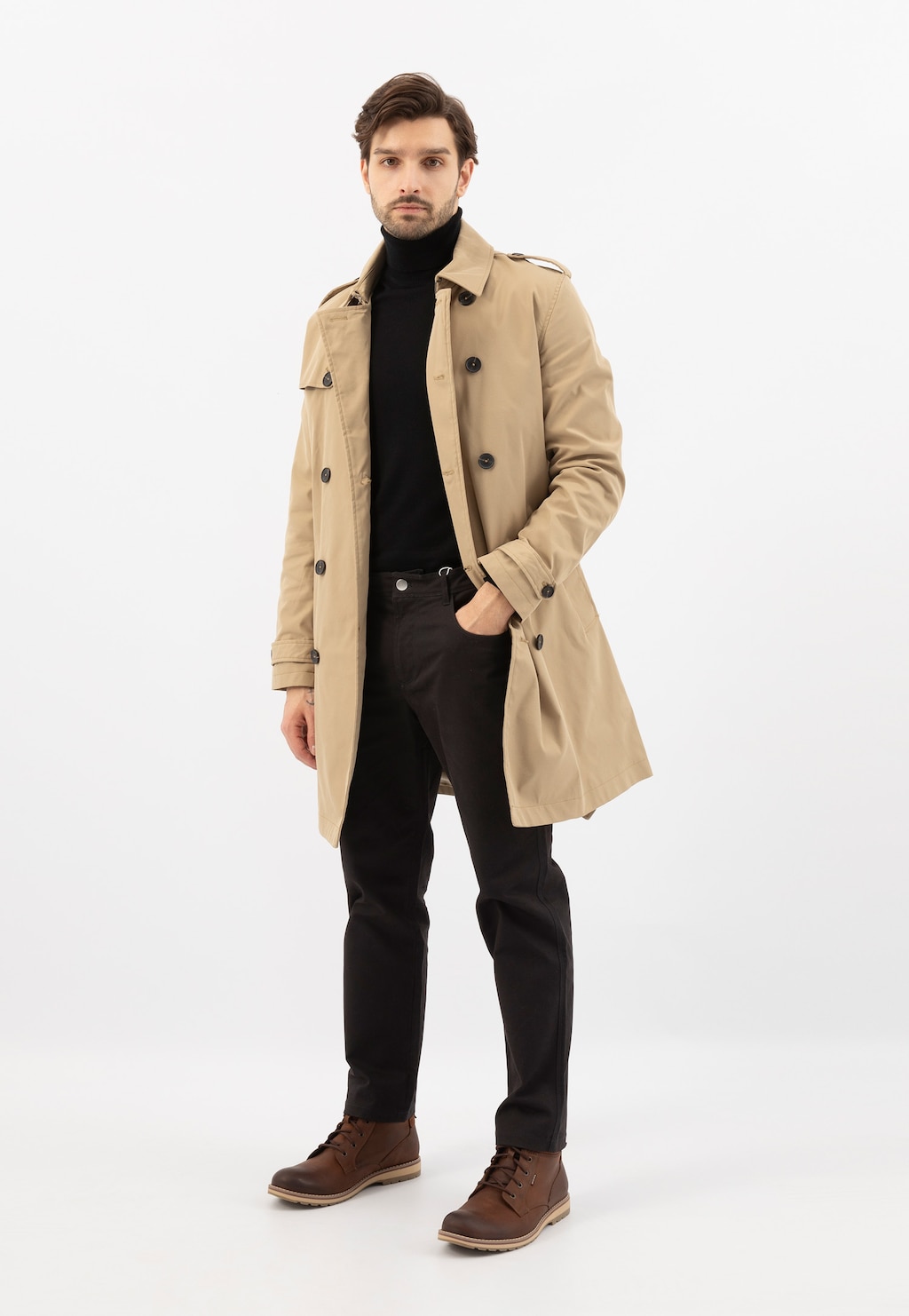 Brązowe workery męskie z ozdobną pikowaną cholewką 24031-73 Widok 8