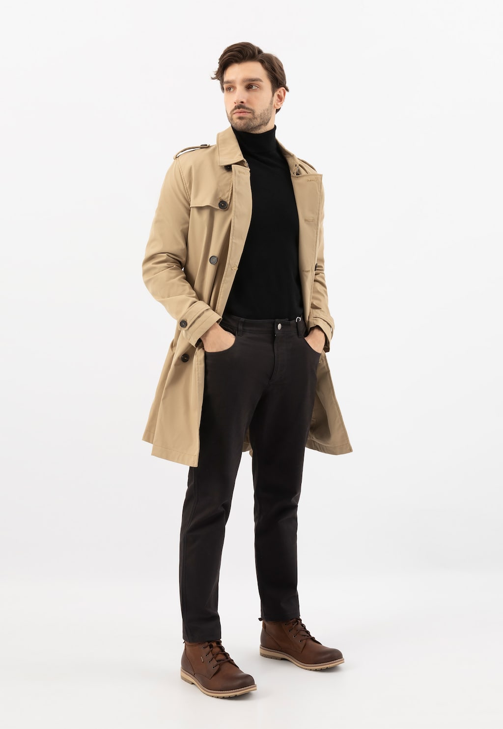 Brązowe workery męskie z ozdobną pikowaną cholewką 24031-73 Widok 1