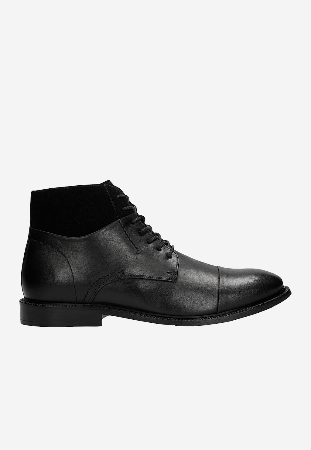 Čierne pánske poltopánky z kombinovanej kože 24103-70 Widok 2