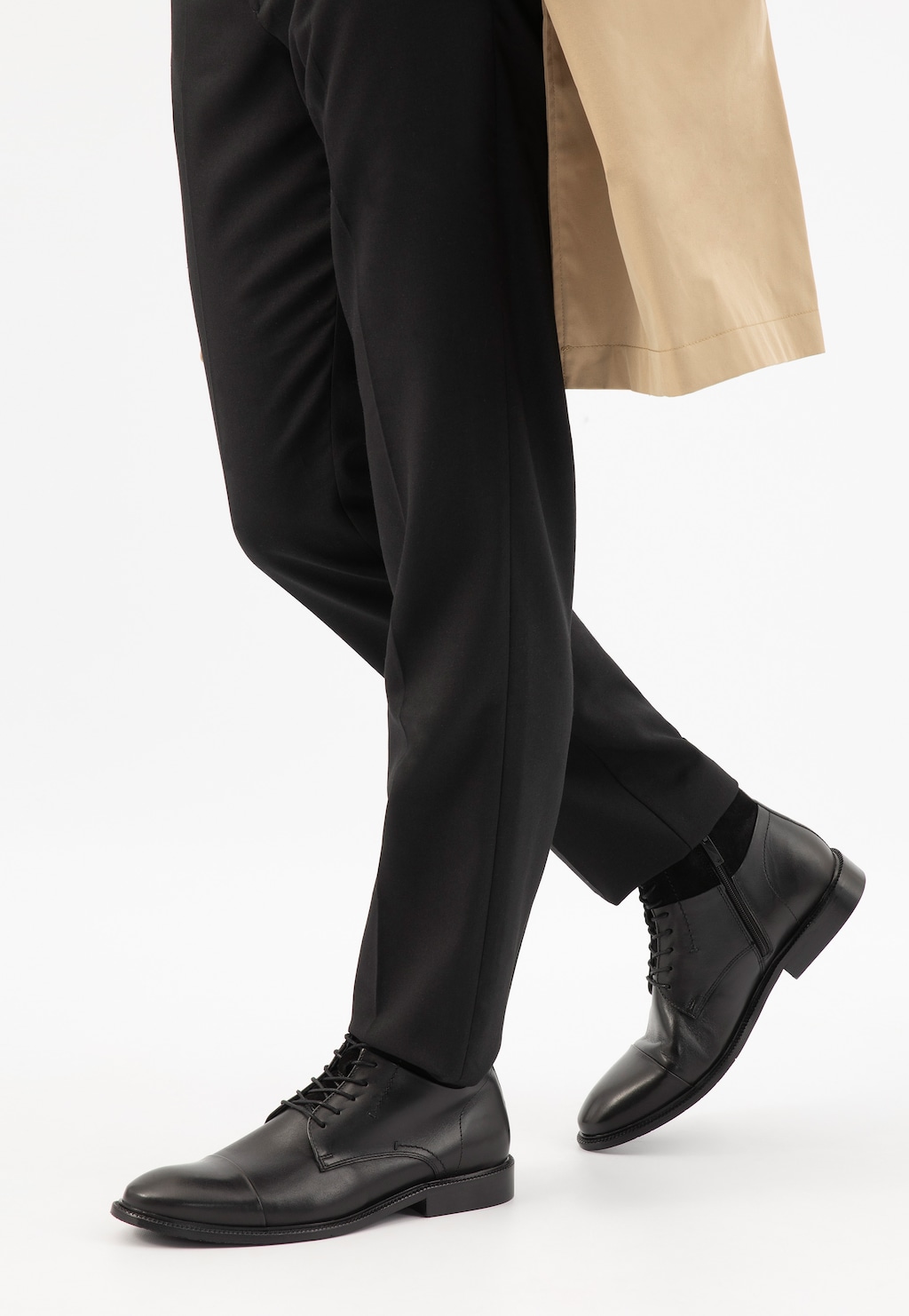 Čierne pánske poltopánky z kombinovanej kože 24103-70 Widok 7