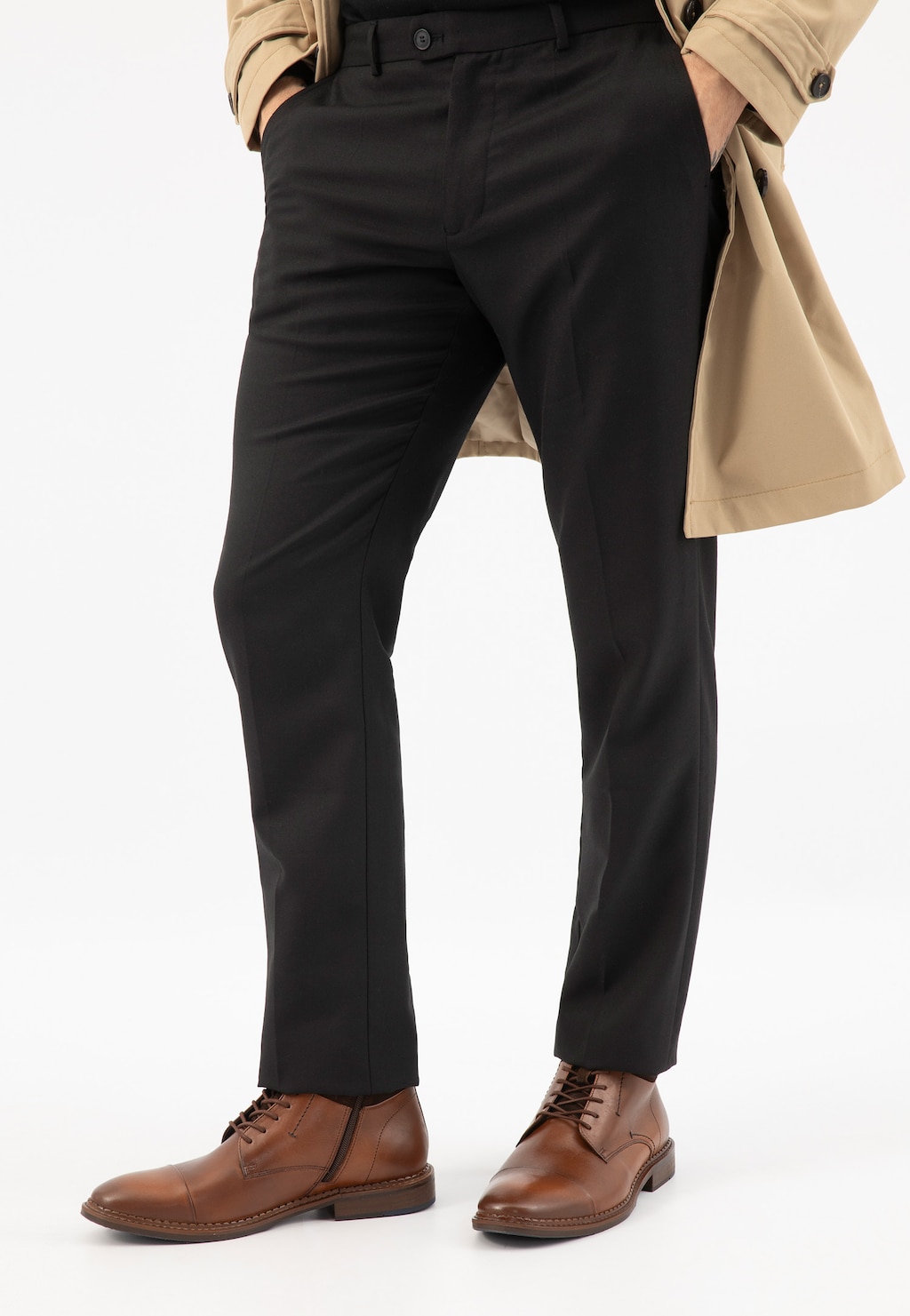 Hnědé pánské polobotky z hladké kůže a vložkami z nubuku 24103-73 Widok 8