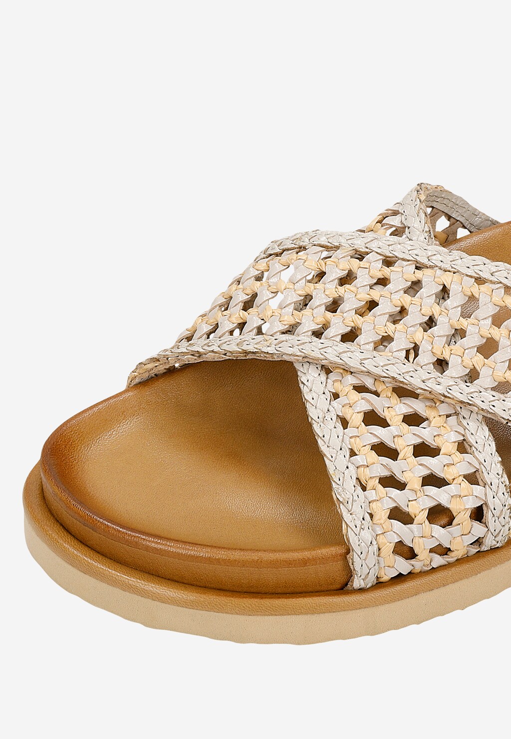 Beżowe plecione klapki damskie 74156-84 Widok 6