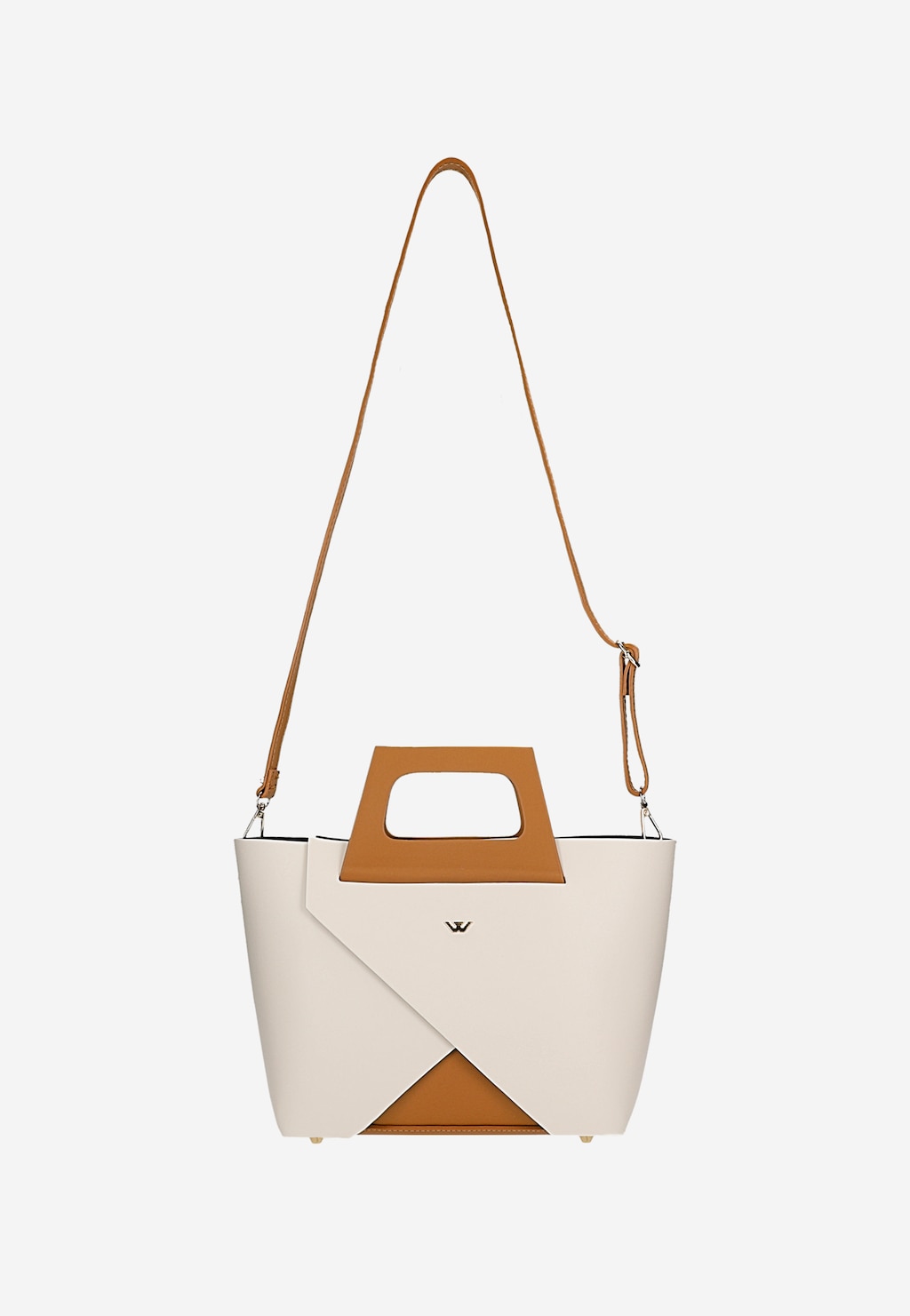 Duży skórzany kuferek damski beżowo-brązowy 80128-54 Widok 5