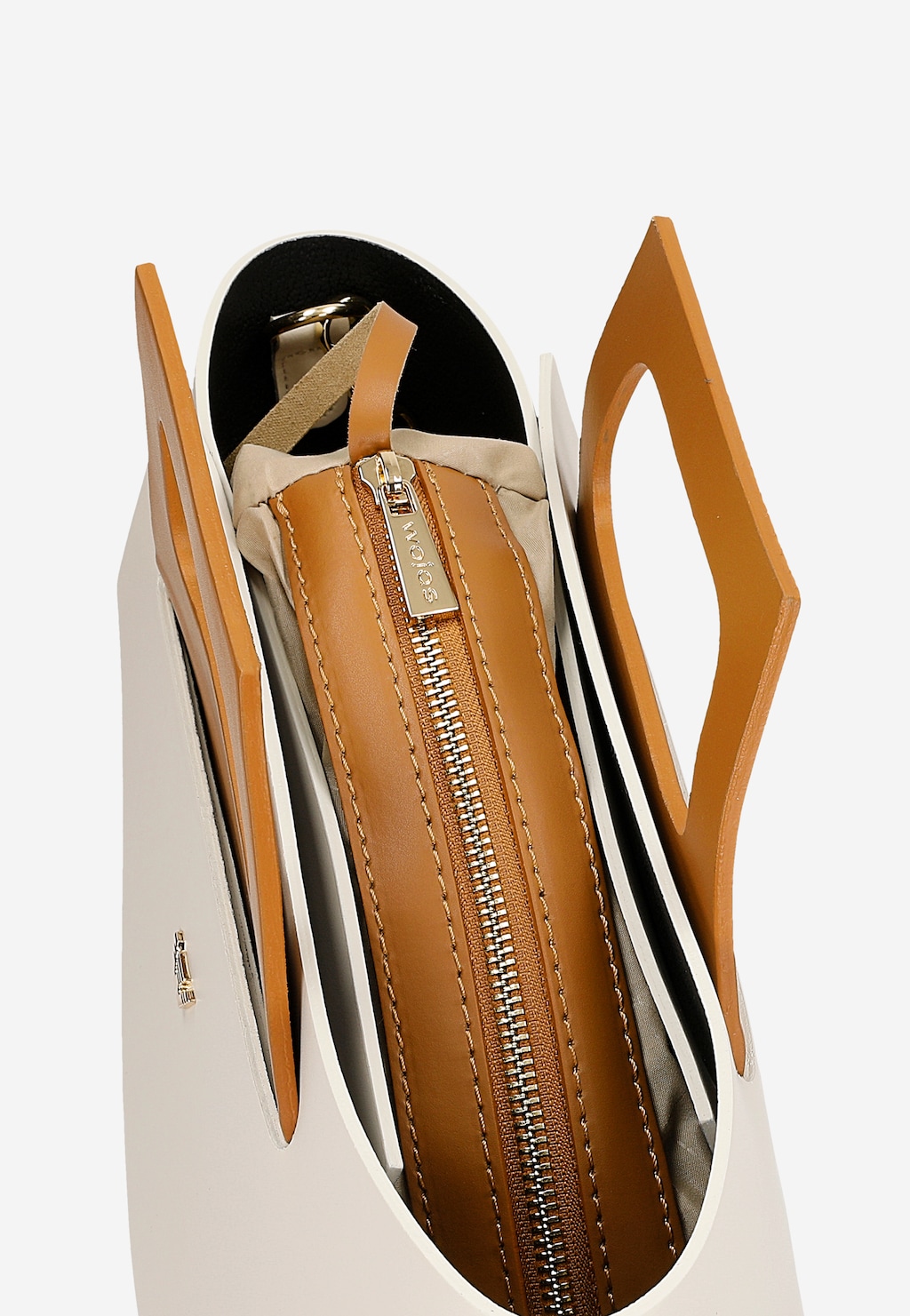 Duży skórzany kuferek damski beżowo-brązowy 80128-54 Widok 7