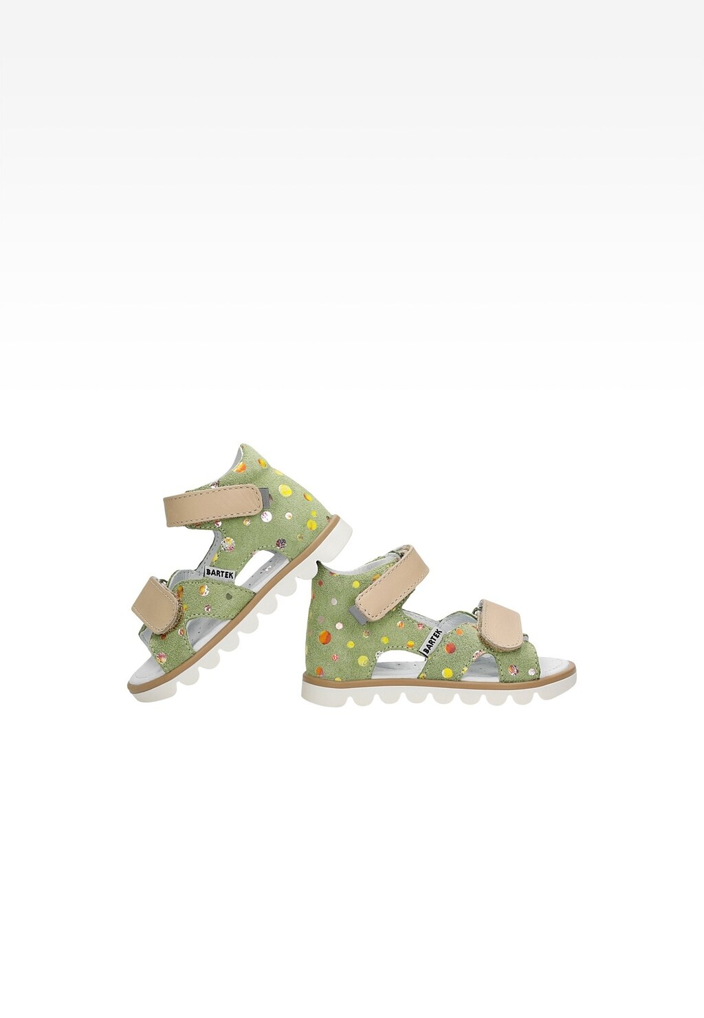 Zelené dievčenské sandále BARTEK 11227018 s farebnými bodkami Widok 6