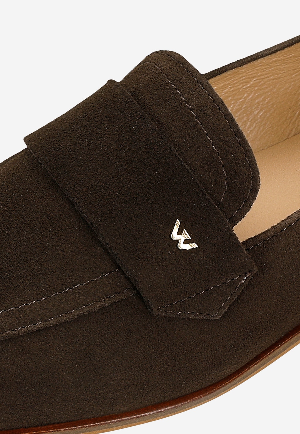 Czekoladowe mokasyny damskie ze skóry welurowej 46298-62 Widok 6