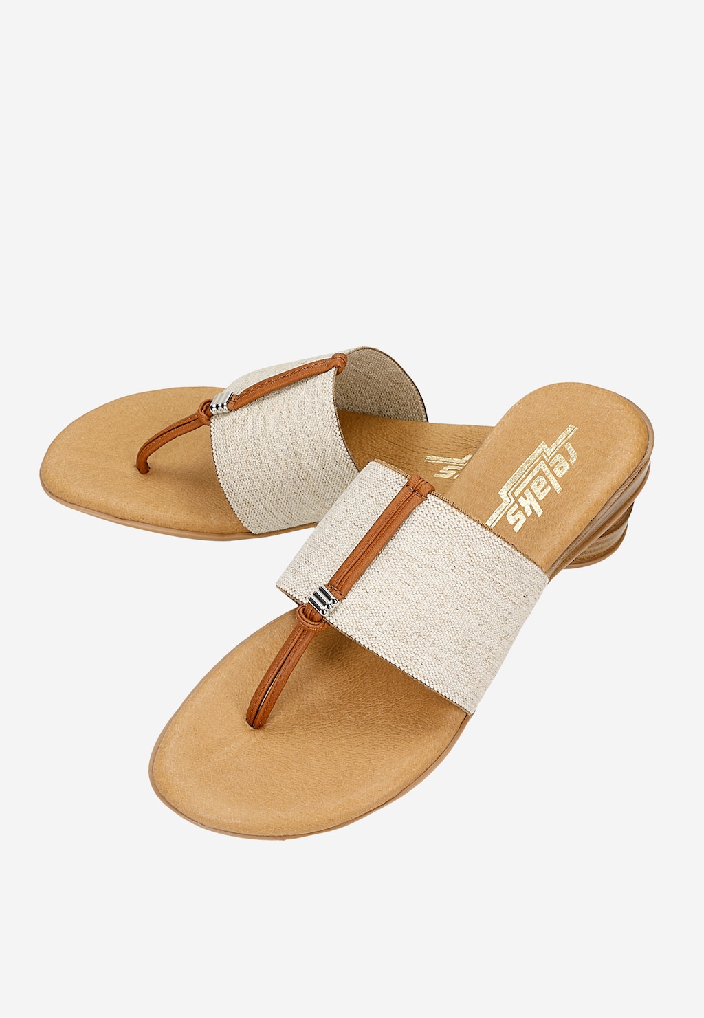 Eleganckie beżowe klapki z ozdobą RELAKS R7600014 Widok 6