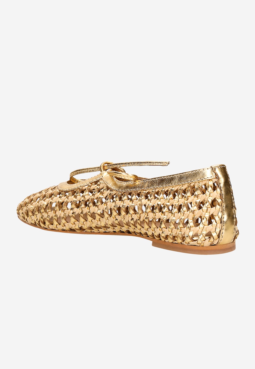 Złote ażurowe baleriny damskie z kokardką 44062-88 Widok 3