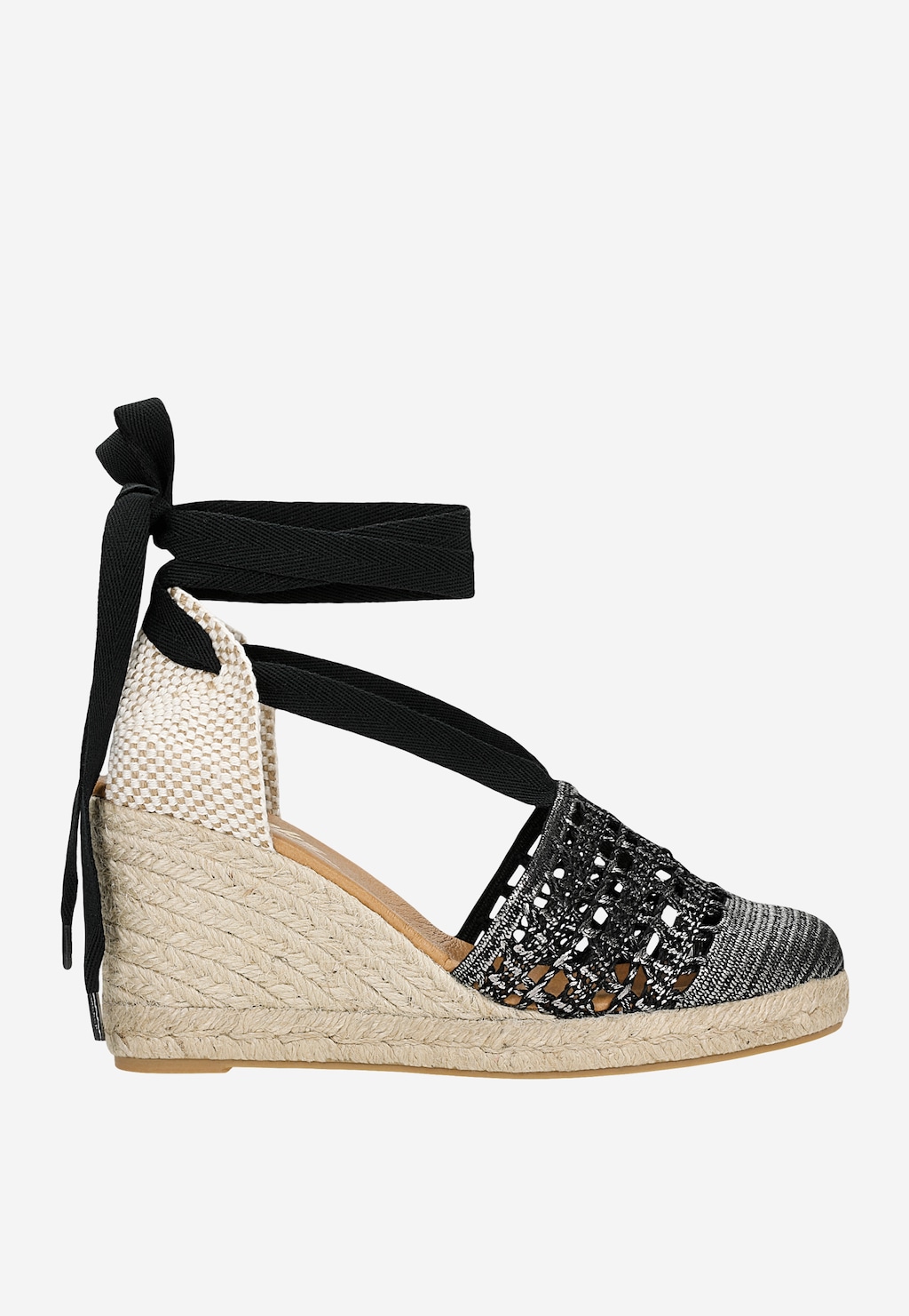 RELAKS boho sandały na koturnie w stylu espadryli z wiązaniem na kostce R76003-11 Widok 1