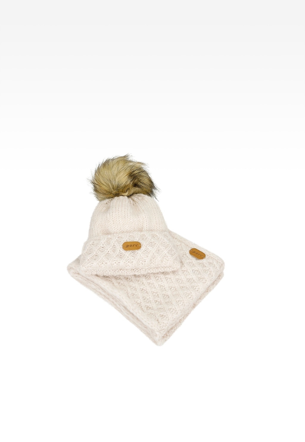 Světle béžová sada BARTEK 8560284 čepice + nákrčník s merino vlnou Widok 5