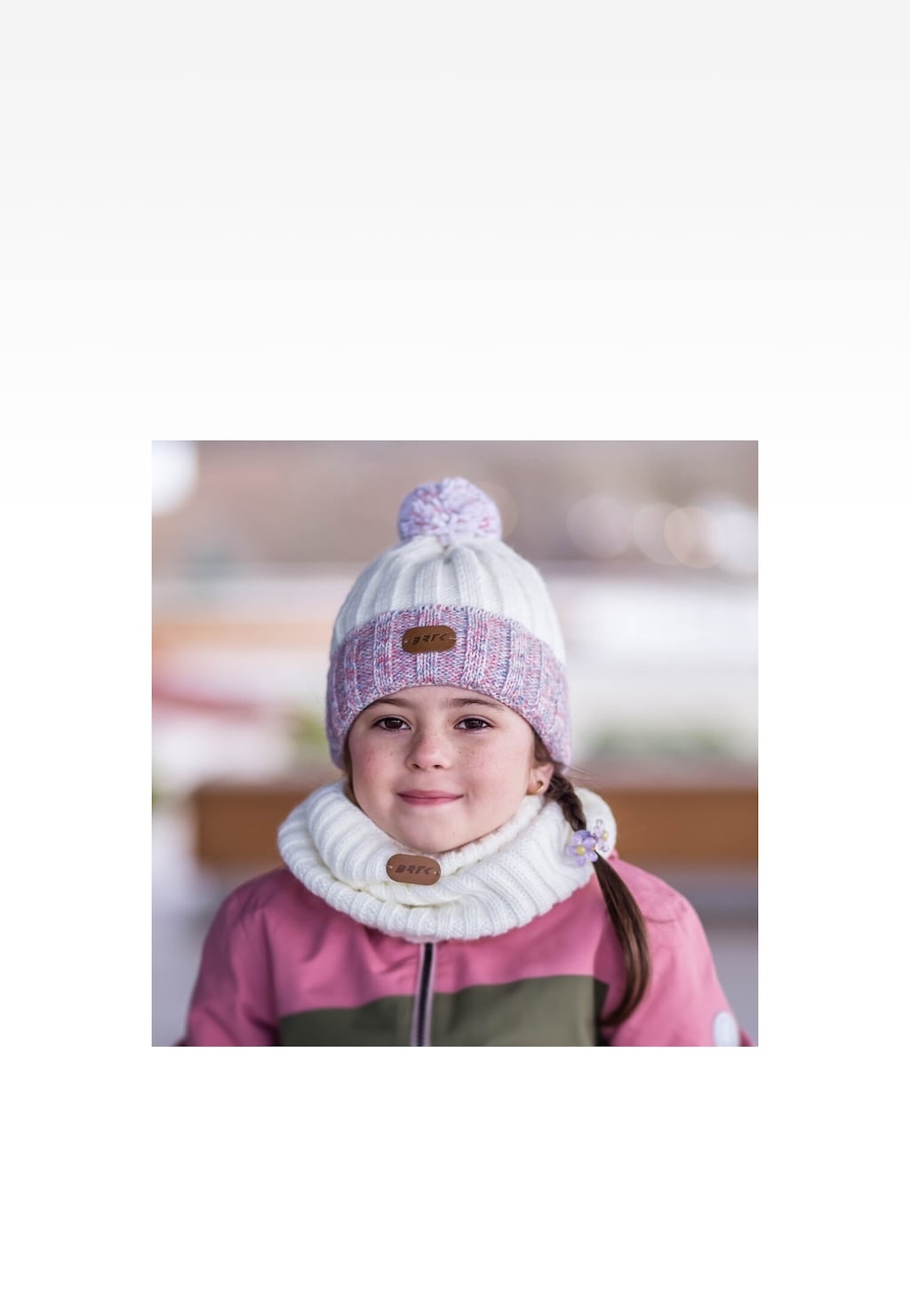 Biało-kolorowy zestaw czapka + komin + rękawiczki BARTEK 85600-19 Widok 6