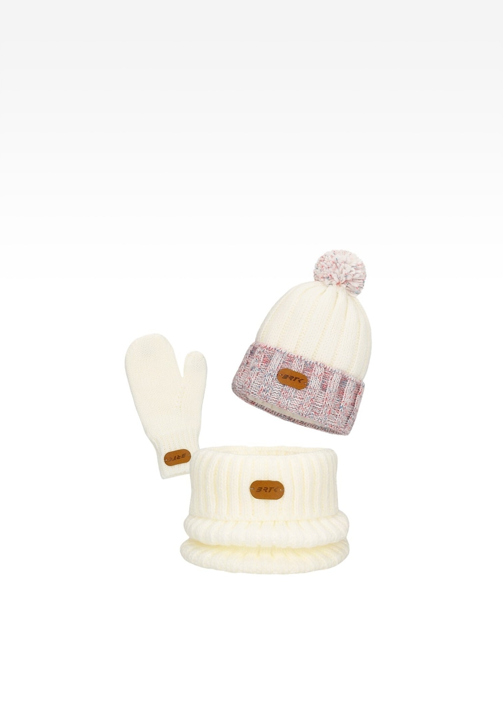 Biało-kolorowy zestaw czapka + komin + rękawiczki BARTEK 85600-19 Widok 1