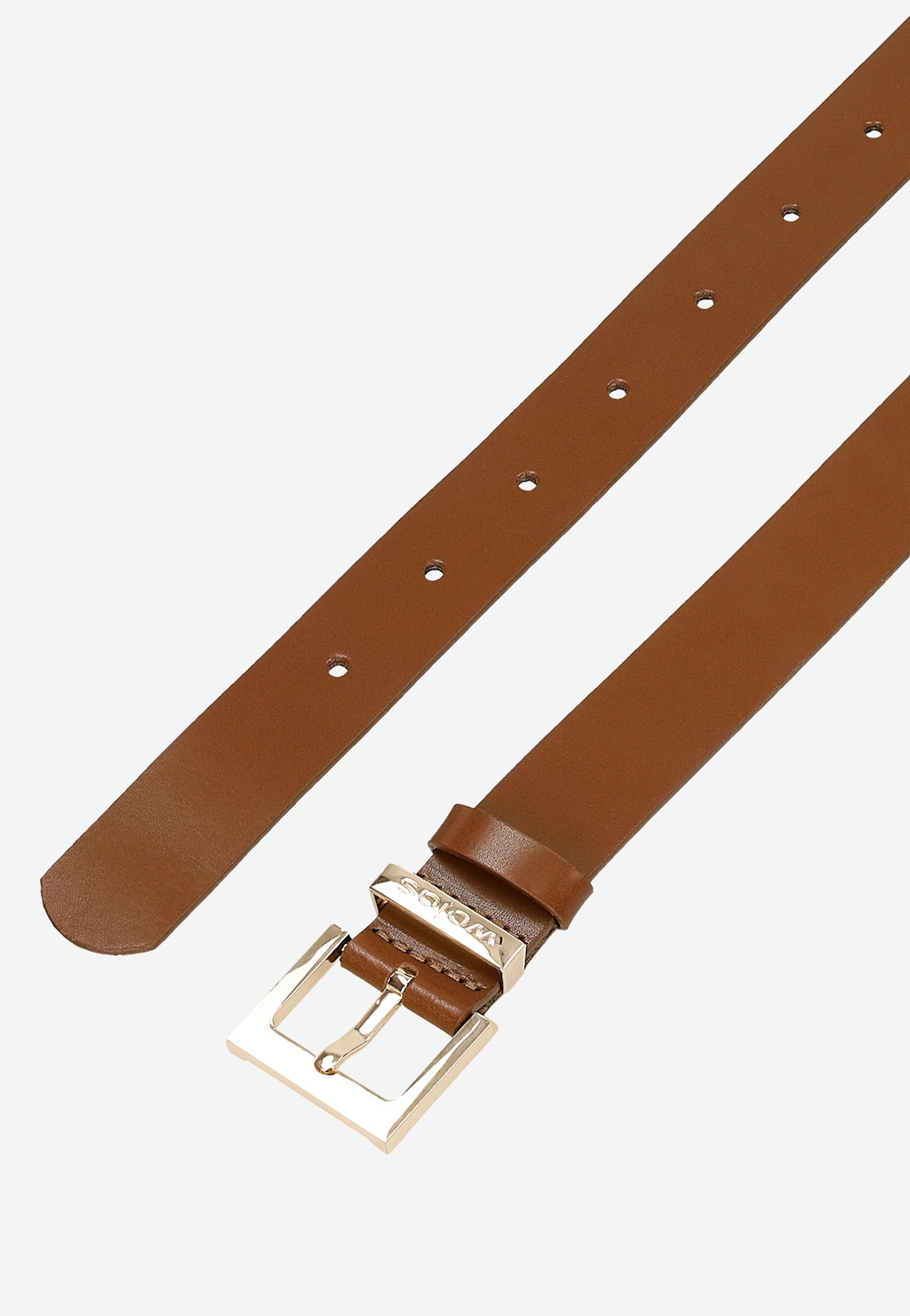 Brązowy skórzany pasek damski z kwadratową klamrą 93090-53 Widok 5