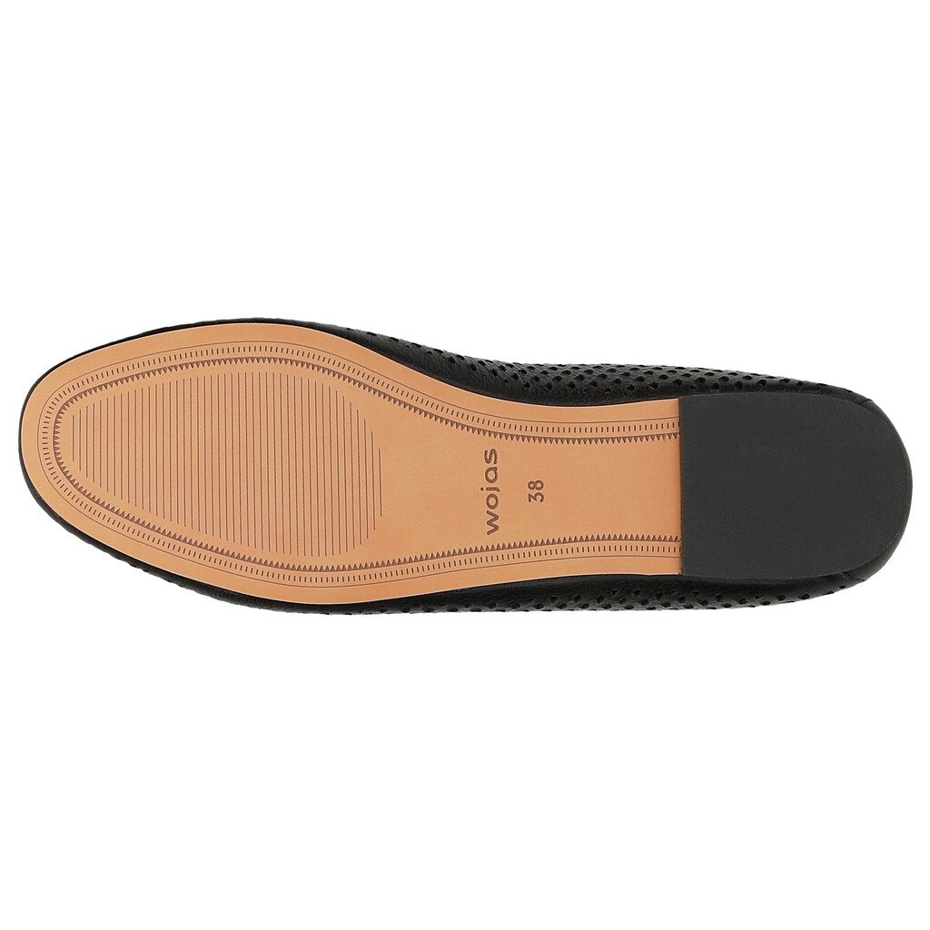 Černé perforované dámské balerínky z kůže 44056-51 Widok 6