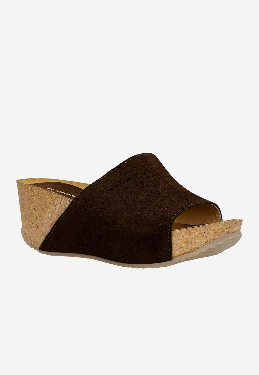 Klapki na koturnie w kolorze czekoladowego brązu 74021-62 Widok 3